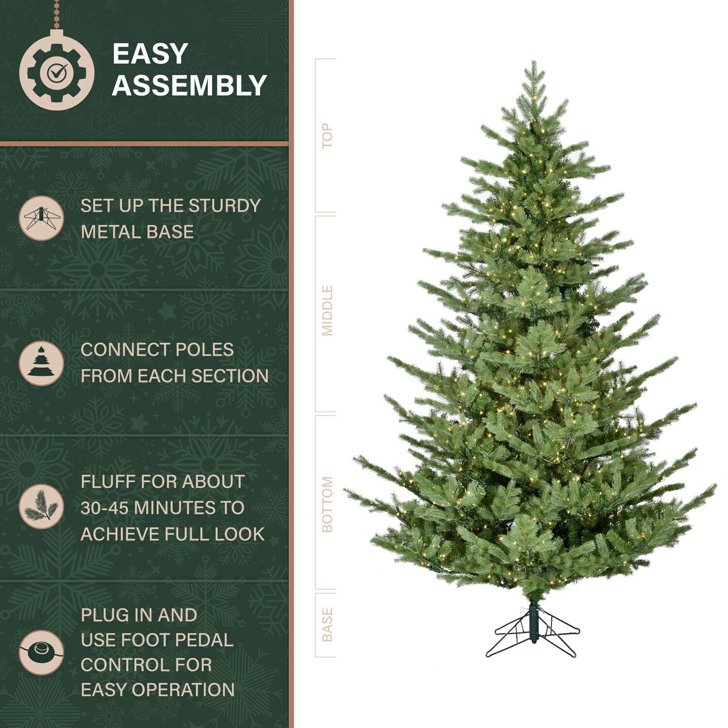 Fraser Hill Farm Fraser Hill Farm Prelit Foxtail Pine Artificial Christmas Tree with Stand and Remote Control