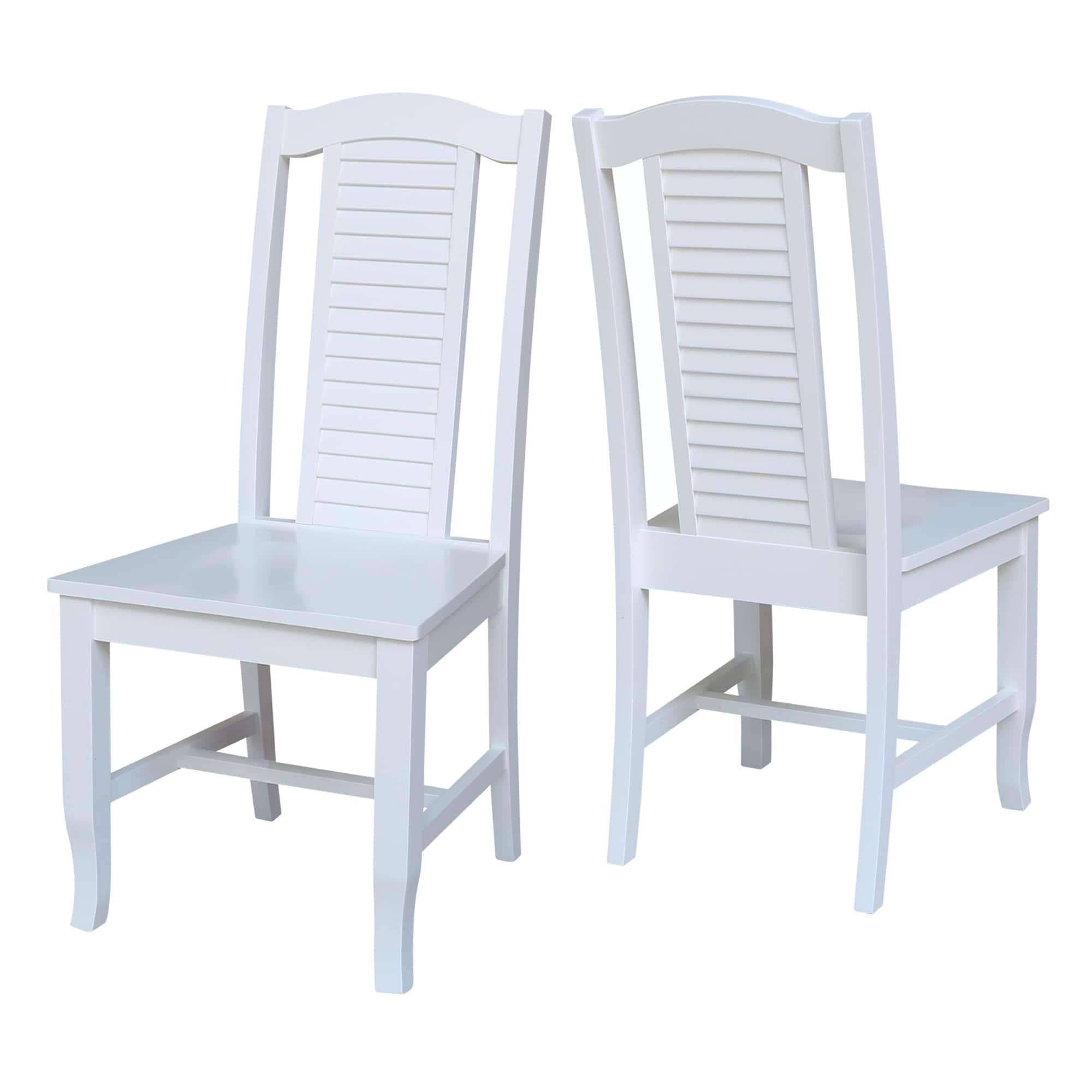 Seaside Solid Wood Chairs in White - Set of 2