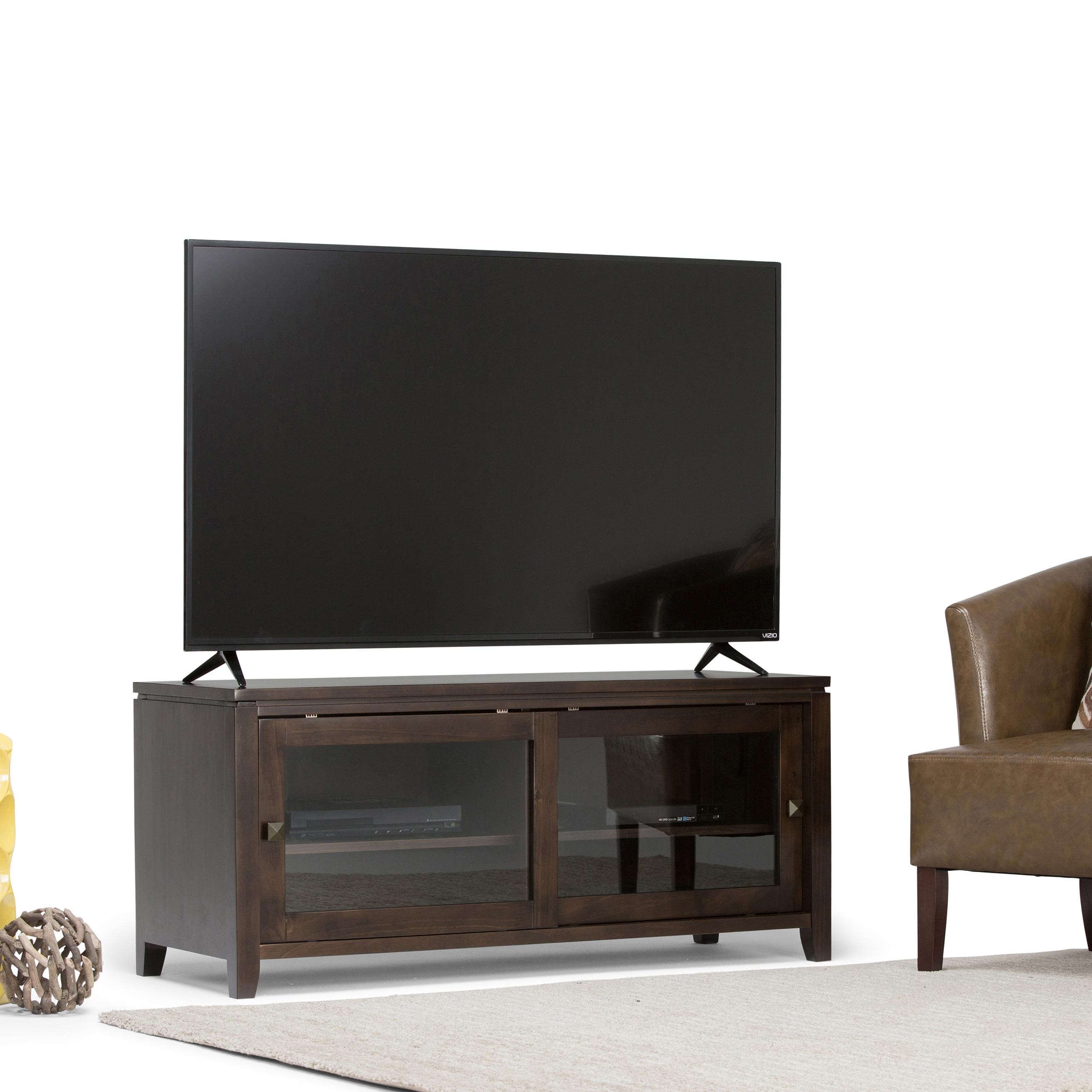 Cosmopolitan Mahogany Brown Solid Wood TV Stand with Cabinet