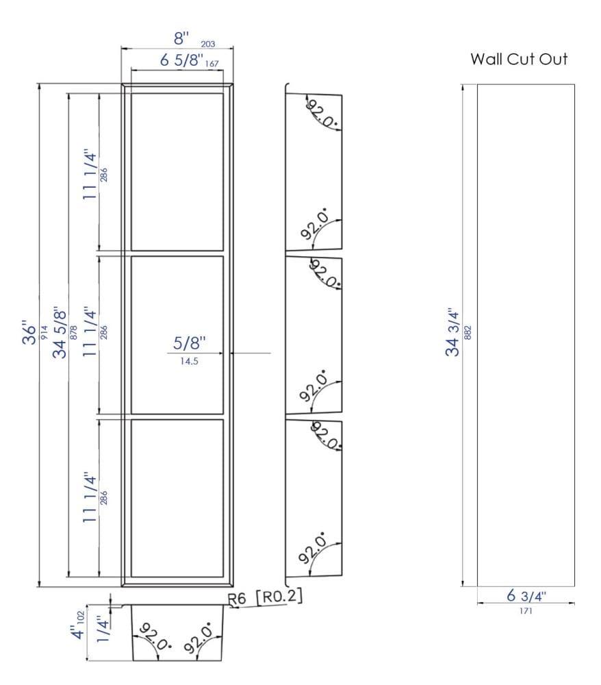 Vertical Stainless Steel Triple Shower Niche