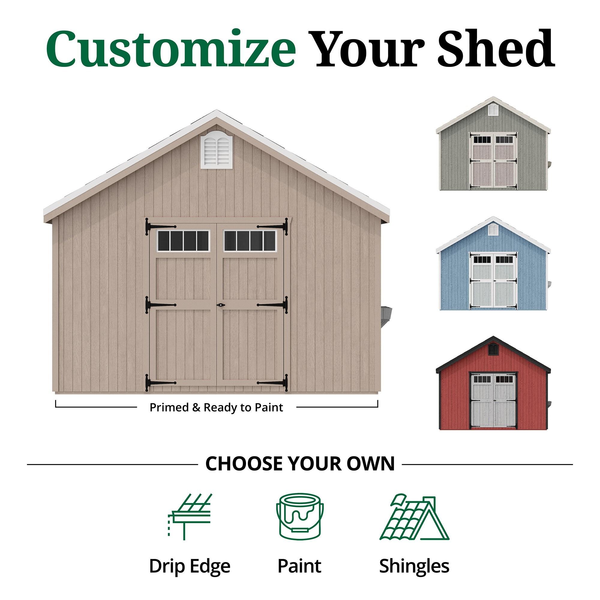 Little Cottage Co. 12x16 Colonial Williamsburg Shed with Operable Windows, Outdoor Wood Storage Do-It-Yourself Precut Kit