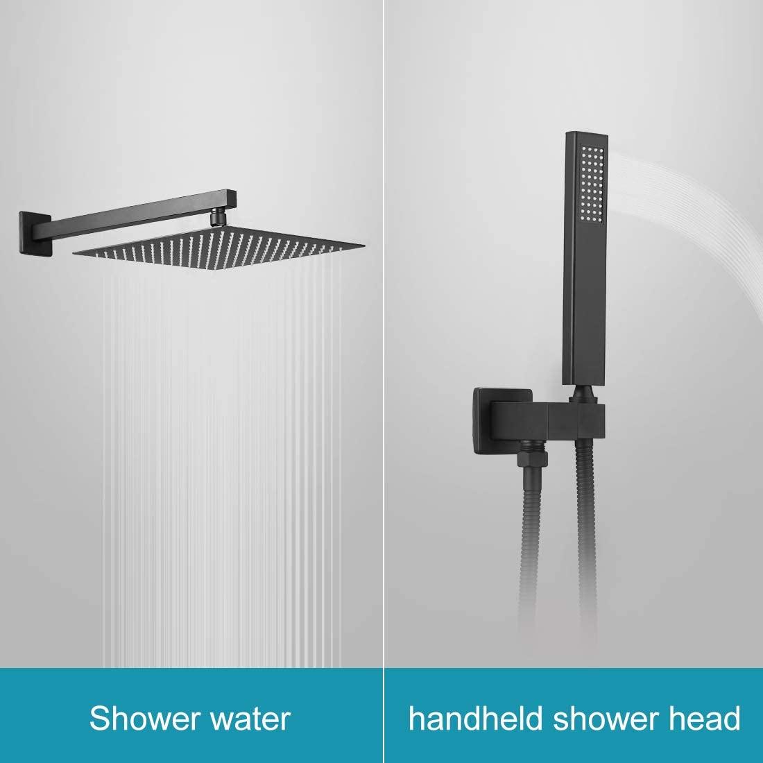 Single Handle 2-Spray Square High Pressure Shower Faucet with 16" Shower Head