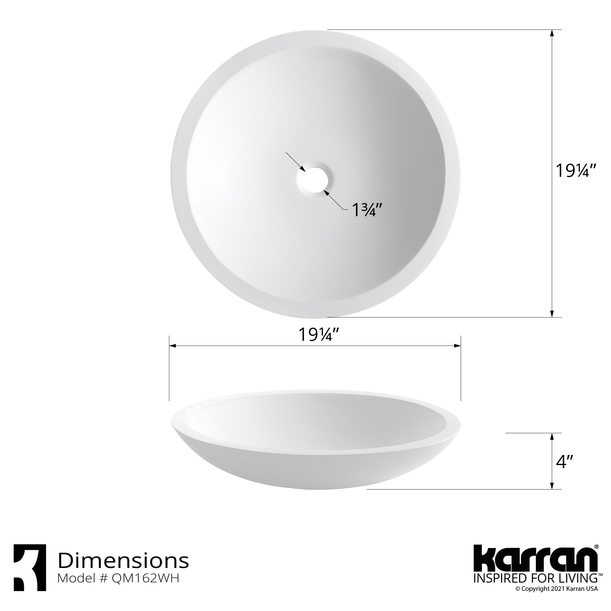 Karran Quattro 19-1/4'' X 19-1/4'' Matte White Acrylic Round Vessel Sink