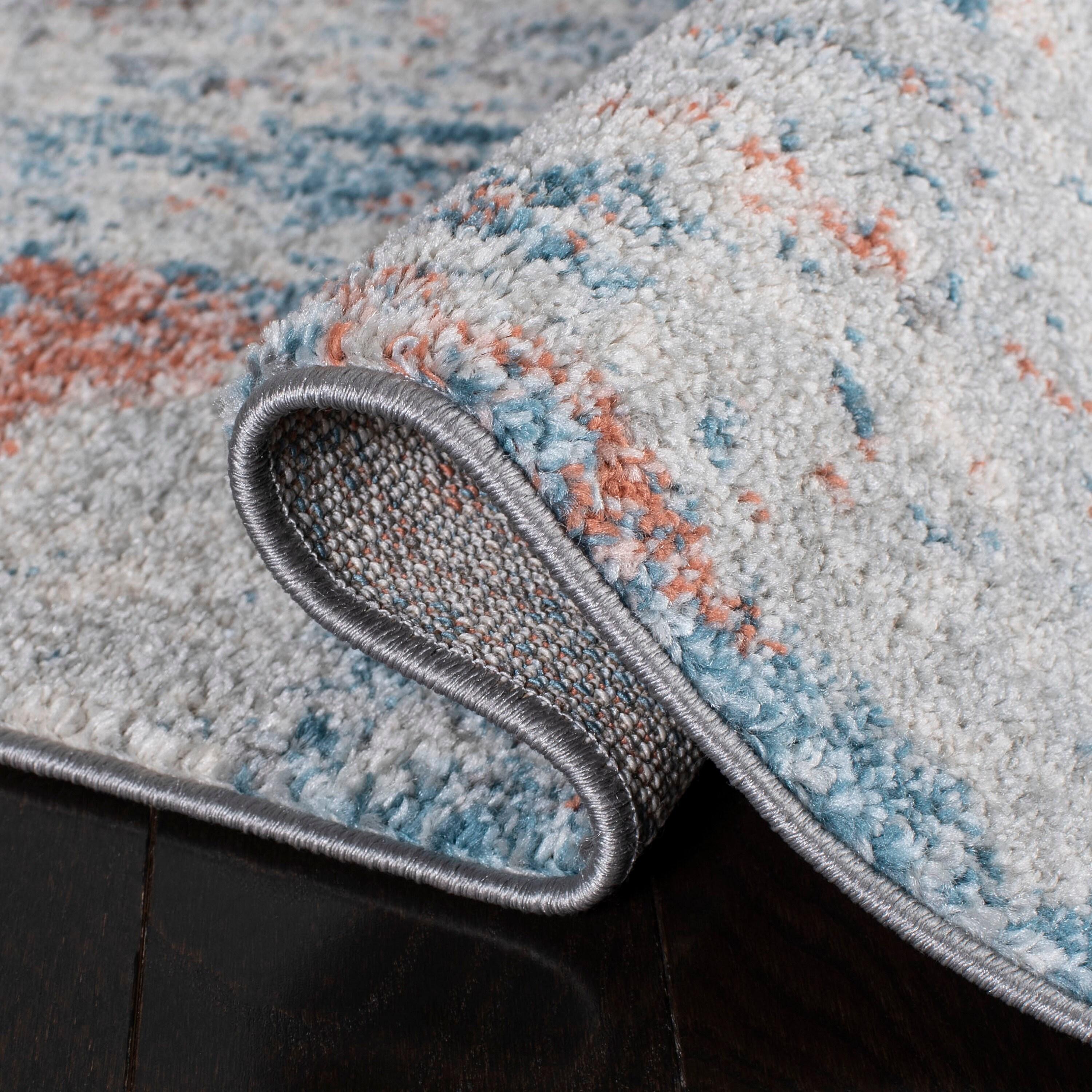 Tulum TUL210 Power Loomed Area Rug - Ivory/Blue - 3' round - Safavieh.