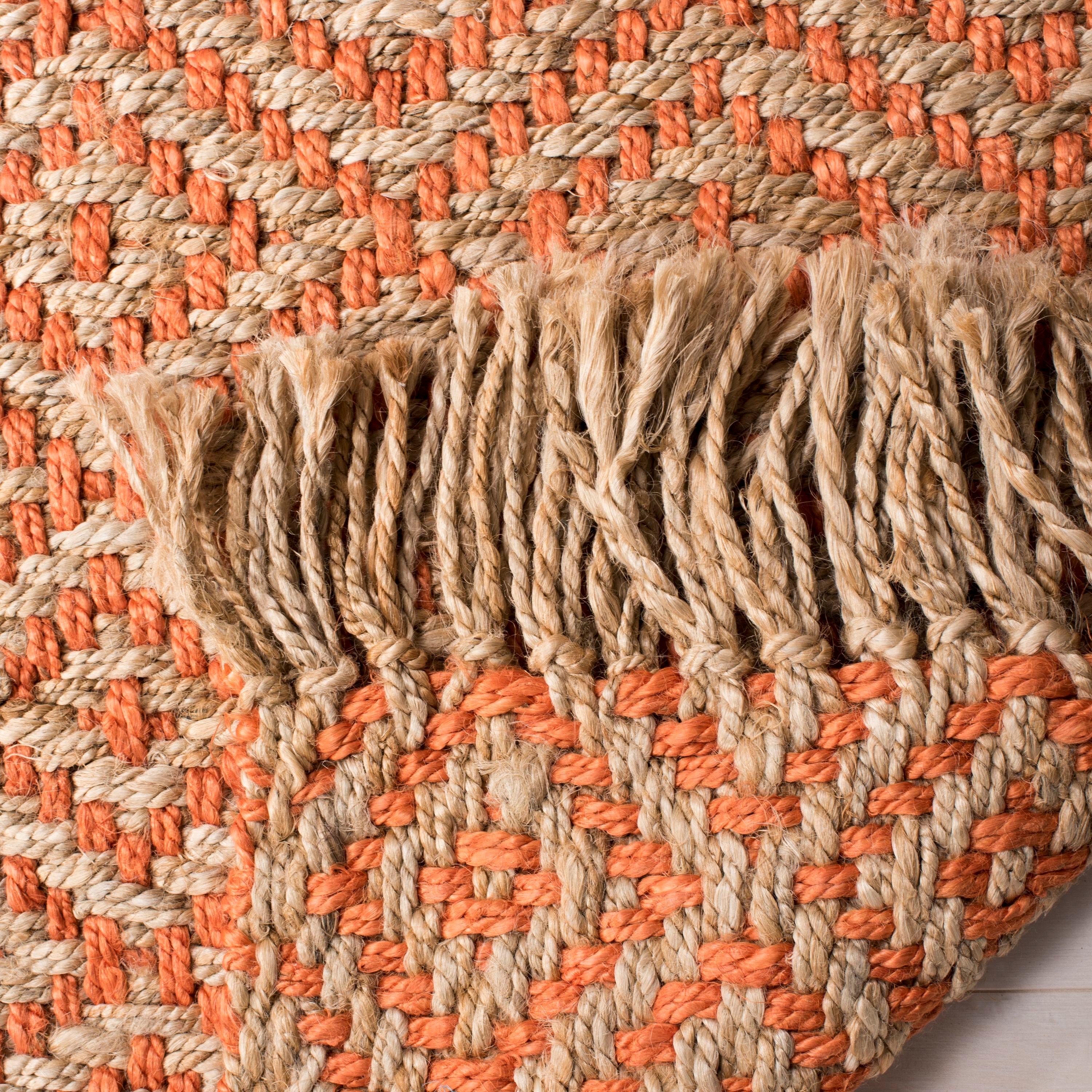 Natural Fiber NF266 Hand Woven Indoor Area Rug - Orange/Natural - 4'x6' - Safavieh.