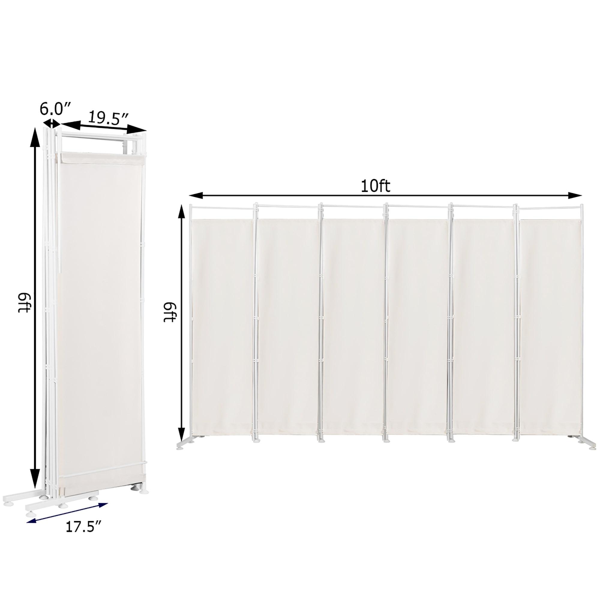 Costway 6-Panel Room Divider Folding Privacy Screen w/Steel Frame Decoration White