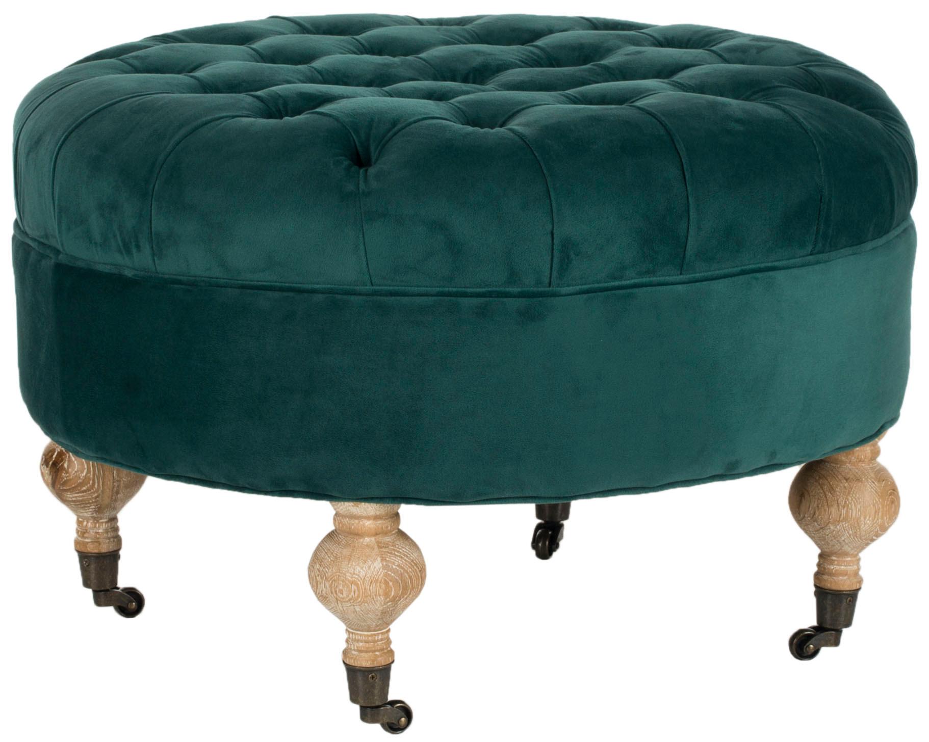 SAFAVIEH Clara Tufted Round Ottoman Marine