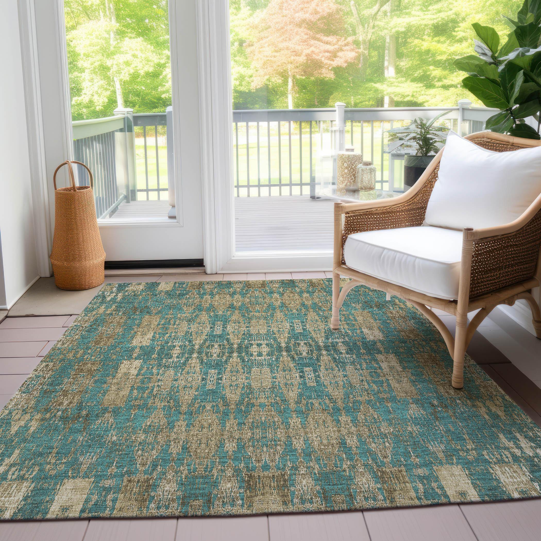 Addison Rugs Machine Washable Indoor/ Outdoor Chantille Moroccan Boho Rug Teal - 5' x 7'6"