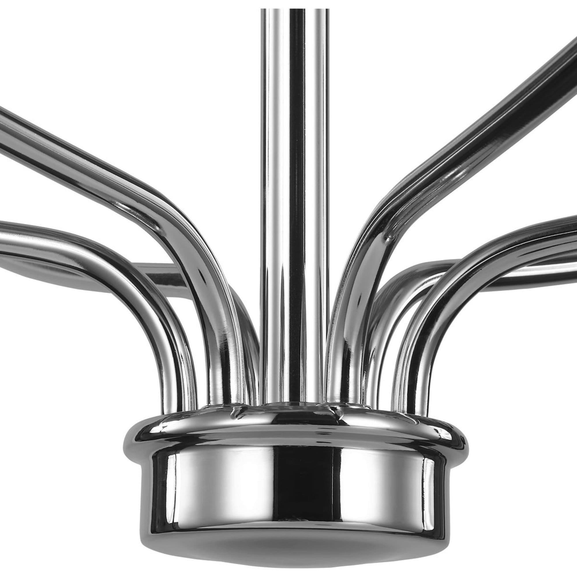 Bonita Collection Six-Light Polished Chrome White Linen Fabric Shade Luxe Chandelier Light