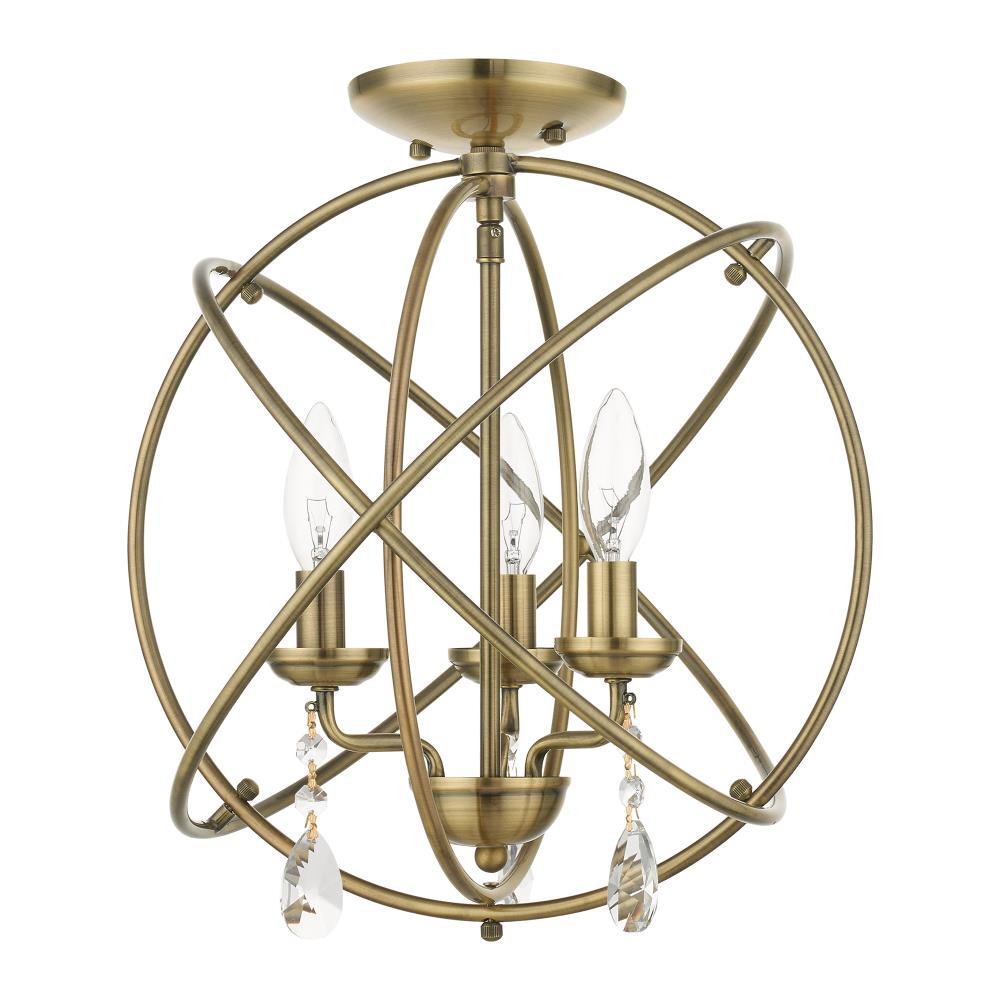 Livex Lighting Aria 3 - Light Chandelier in  Antique Brass