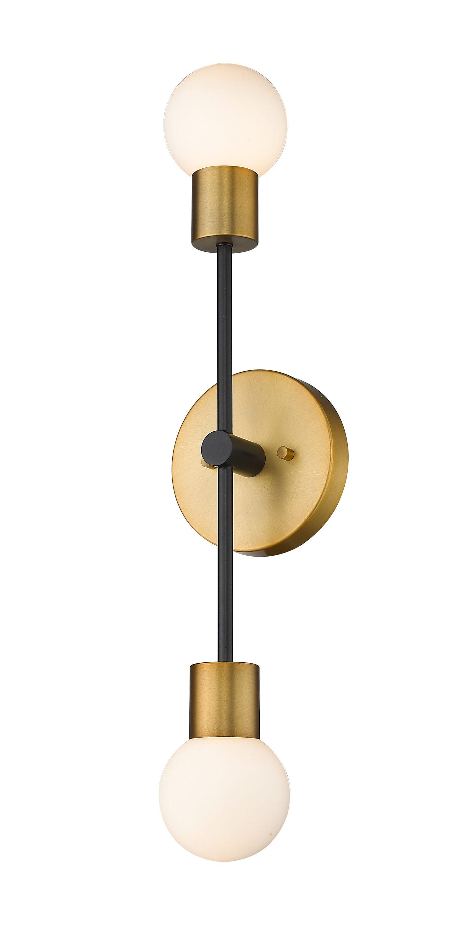 Z Lite 621-2S-MB-FB 6 in. Neutra 2 Light Matte Black & Foundry Brass Wall Sconce