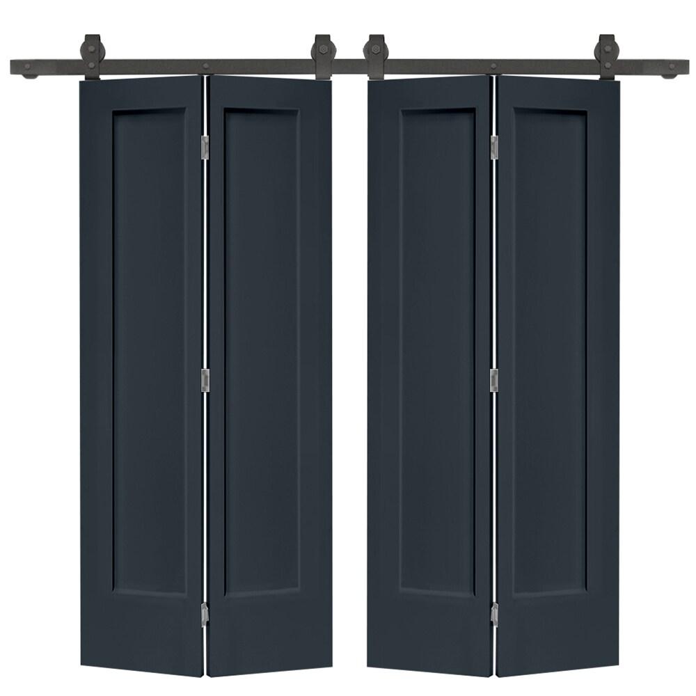 Calhome Paneled MDF Composite Double Bifold Barn Doors with Installation Hardware Kit