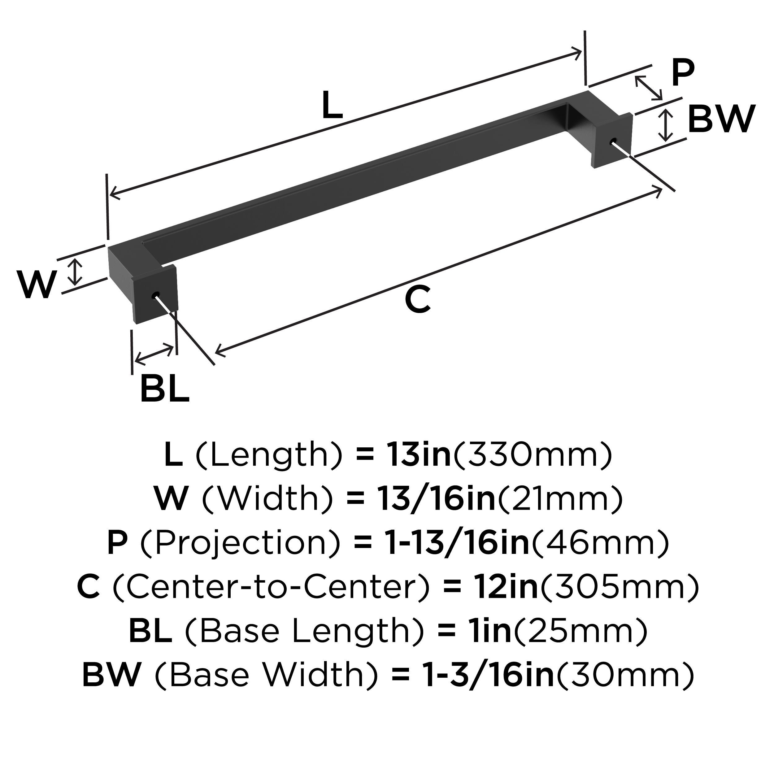 Amerock Appoint 12 inch (305mm) Center-to-Center Matte Black Appliance Pull