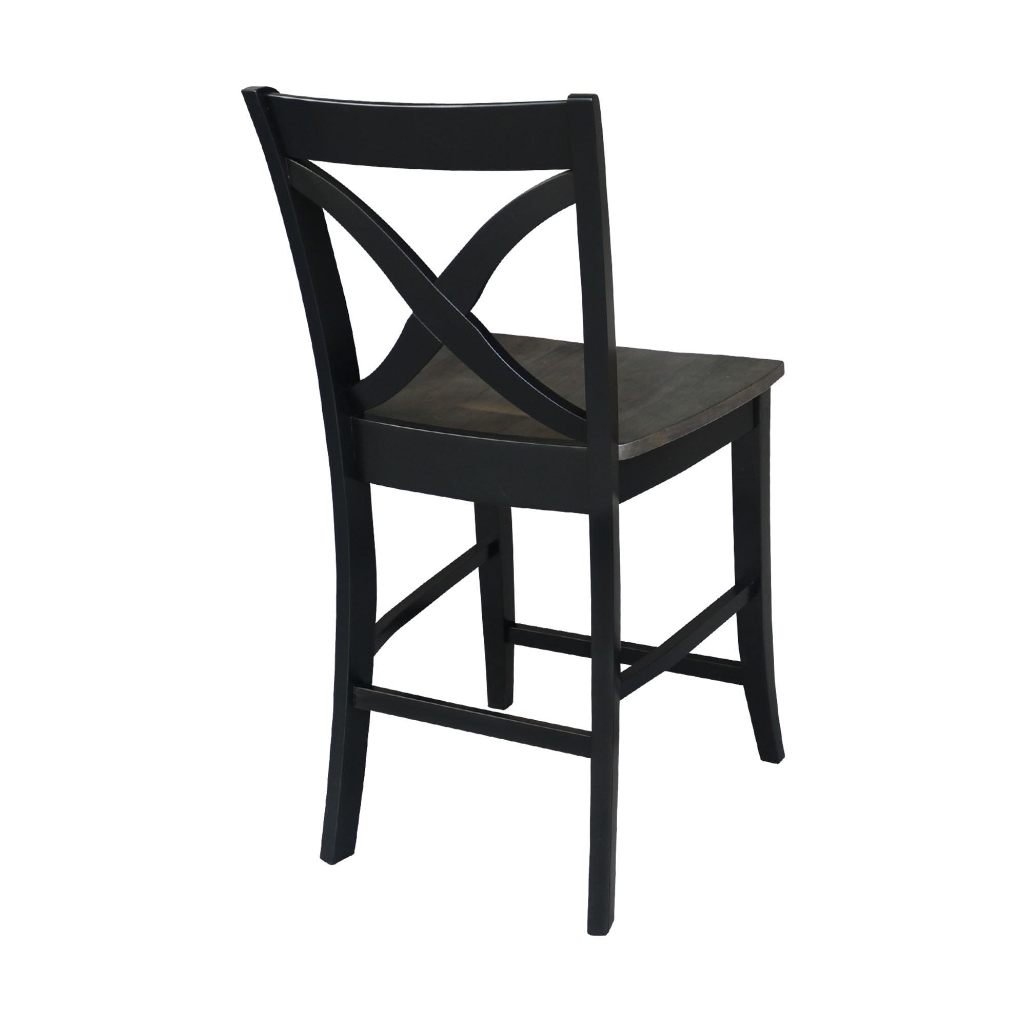 International Concepts Cosmo 24" Cross Back Counter Stool in Coal