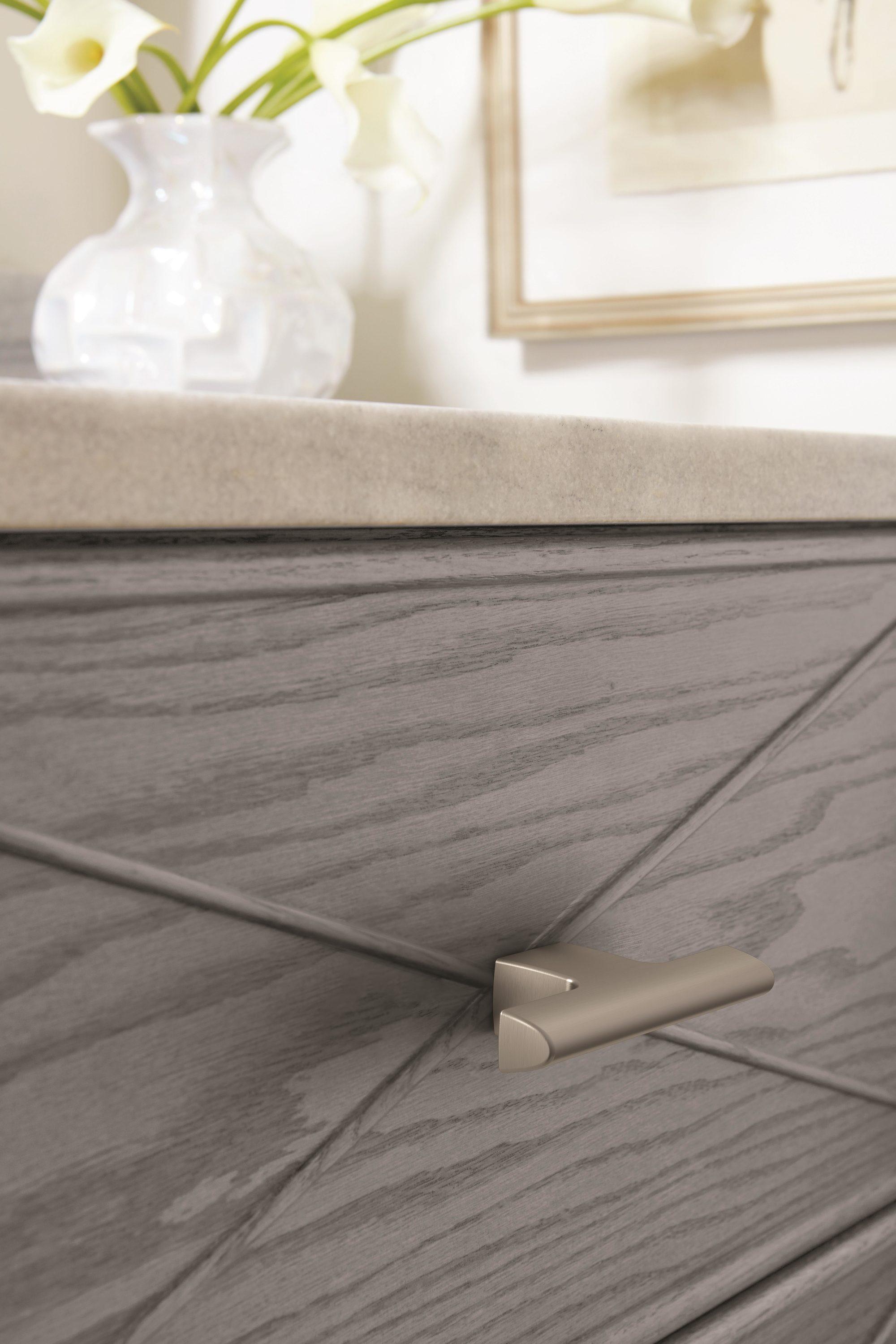 Amerock Riva 2-1/2 inch (64mm) Length Satin Nickel Cabinet Knob