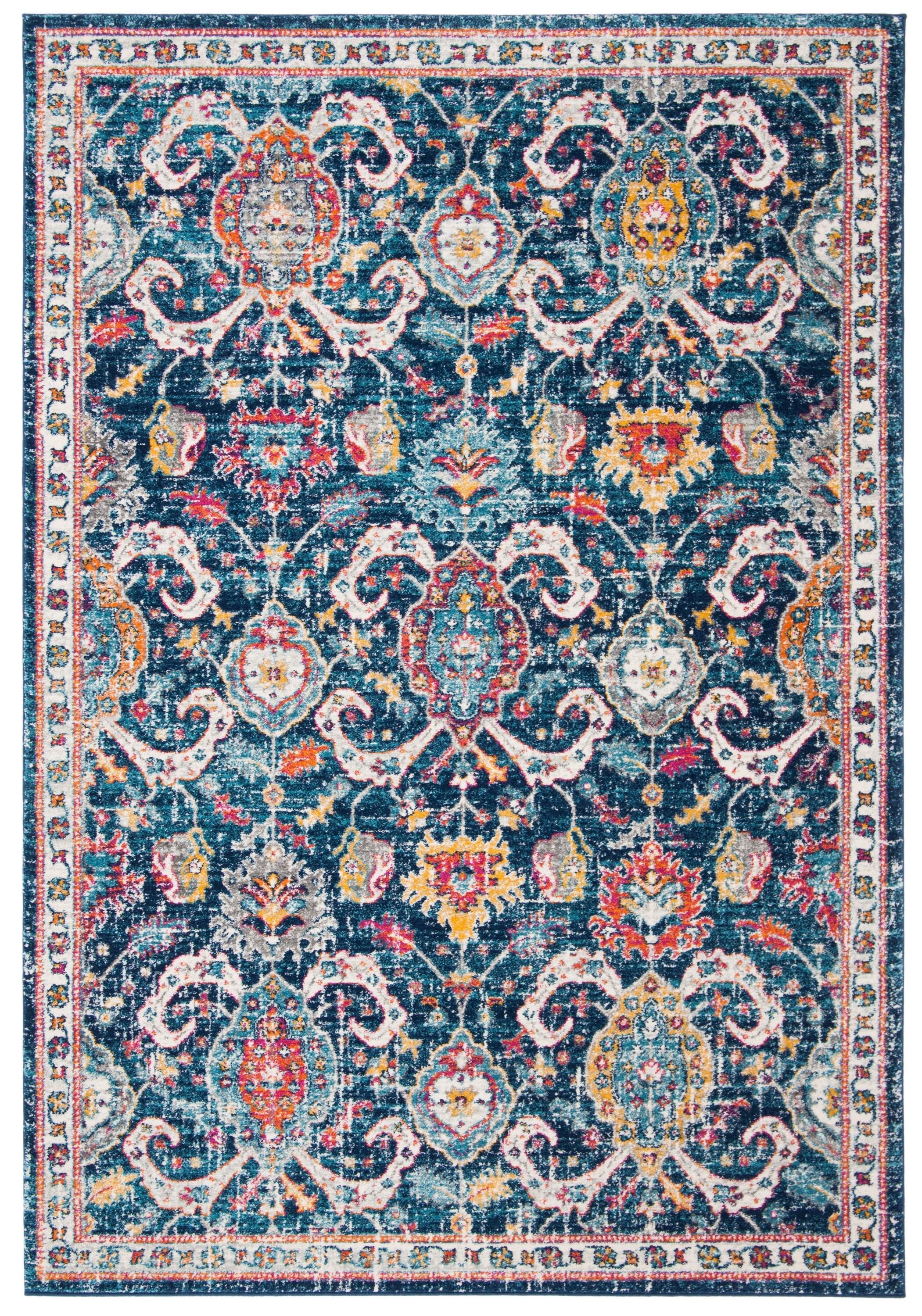 Evoke EVK255 Power Loomed Area Rug - Navy/Fuchsia - 4'x6' - Safavieh.