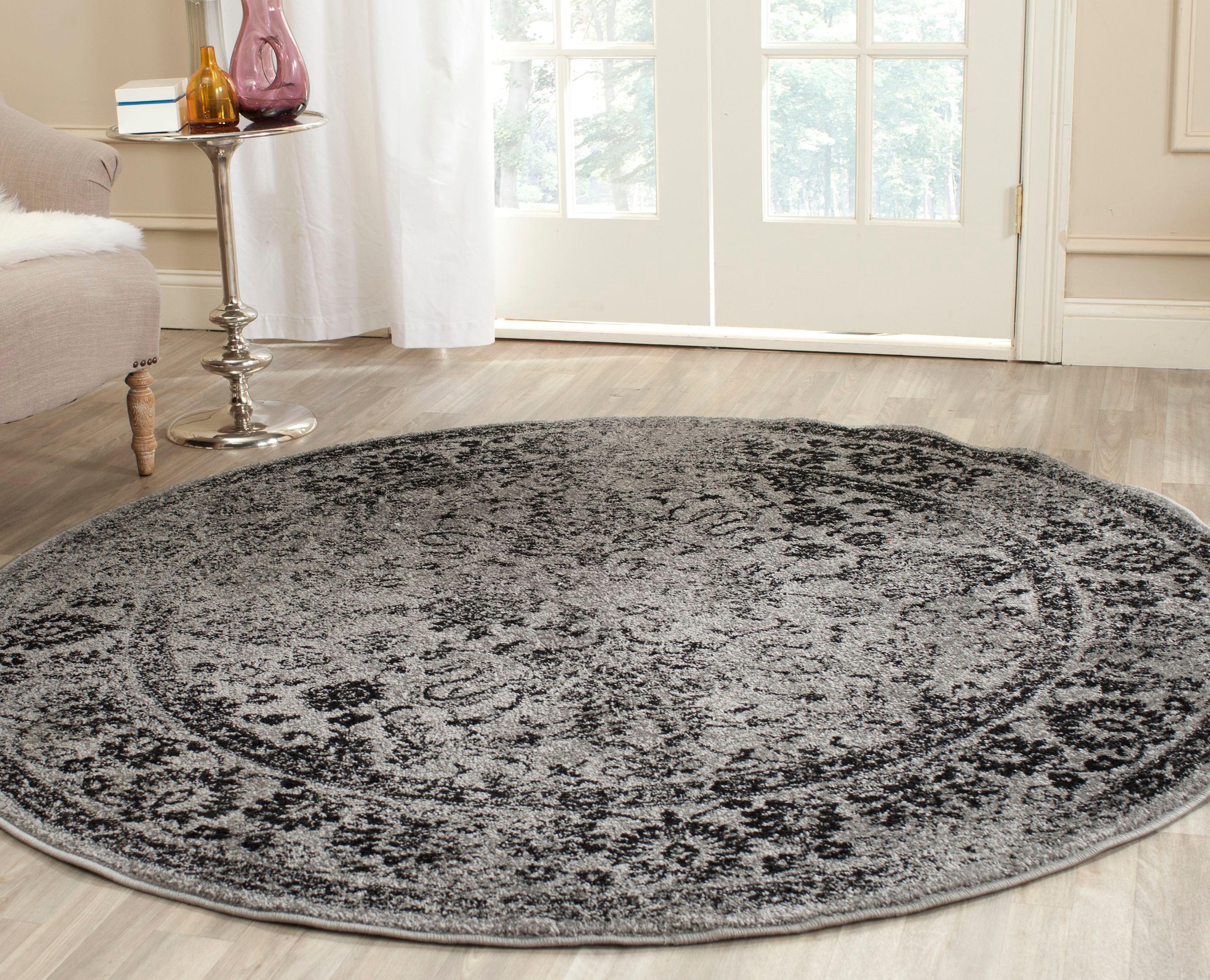 Adirondack ADR109 Machine Made Indoor Area Rug - Grey/Black - 8' Round - Safavieh