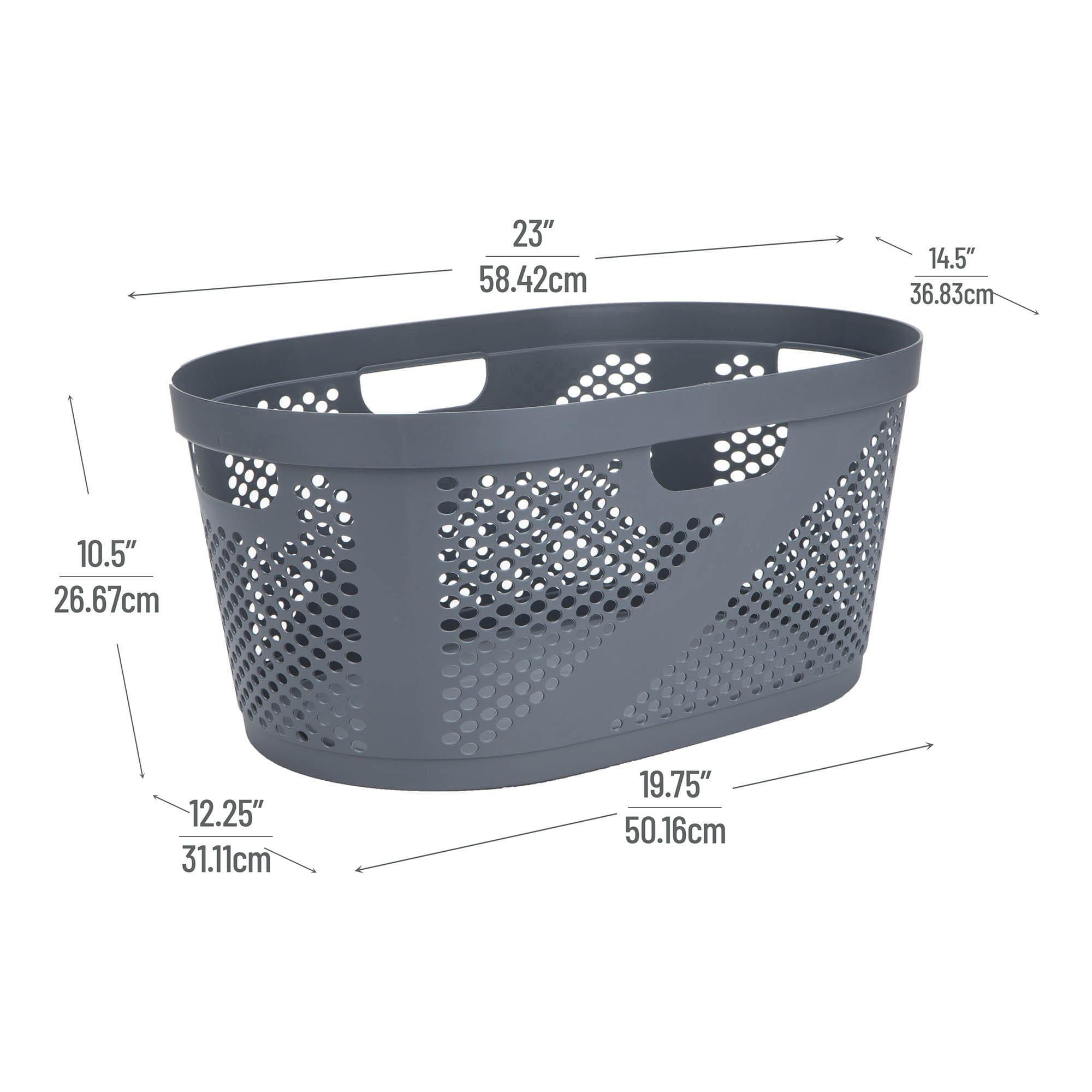 Mind Reader Mind Reader 40L Laundry Basket, Clothes Hamper, Ventilated, Plastic, 23"L x 14.5"W x 10.5"H, 2 Pack (Set of 2)