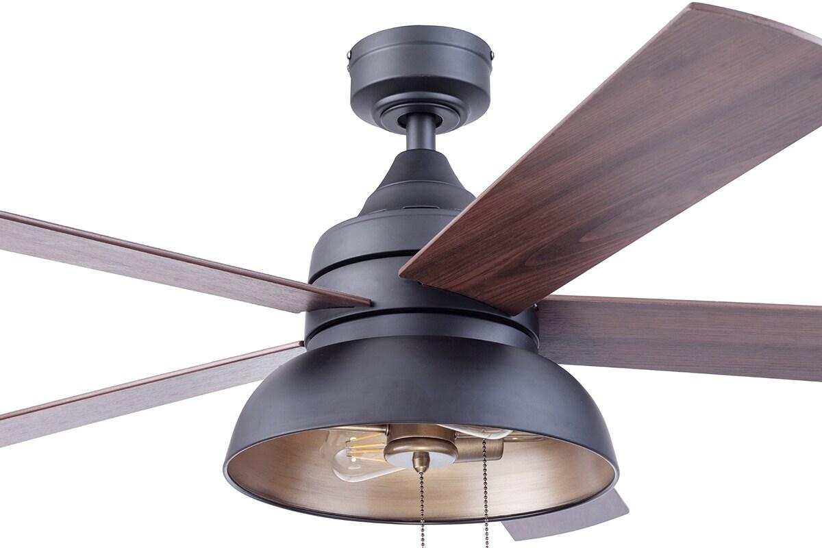 Prominence Home 51659-45 Brightondale 52 in. Industrial Style Indoor Outdoor LED Ceiling Fan with Light - Matte Black