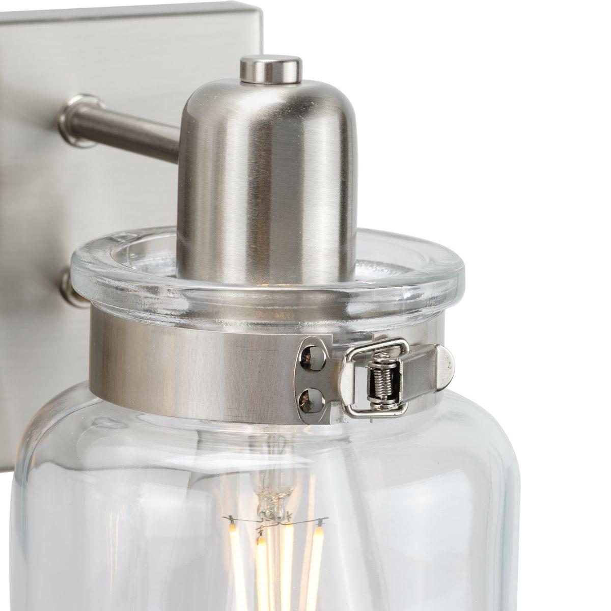 Progress Lighting Calhoun 4-Light Bath Vanity, Brushed Nickel, Clear Glass Shade