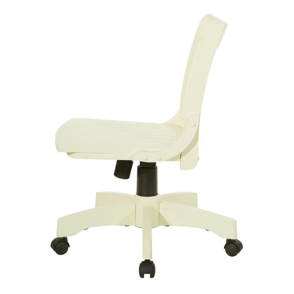 OSP Deluxe Armless Wood Bankers Chair with Wood Seat, Antique White