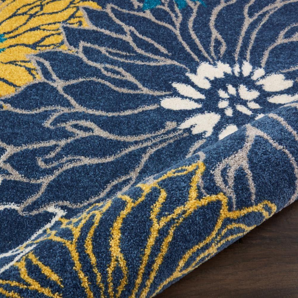 4â€™ x 6â€™ Blue Tropical Flower Area Rug