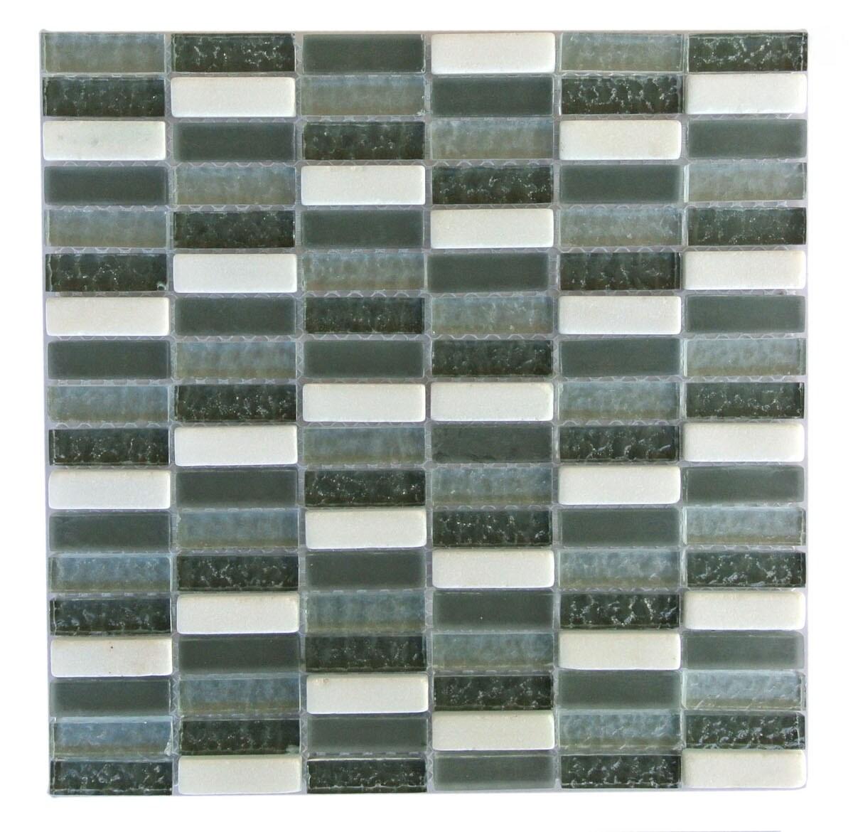 Quartz 0.63" x 2" Natural Stone/Glass Brick Joint Mosaic Wall & Floor Tile