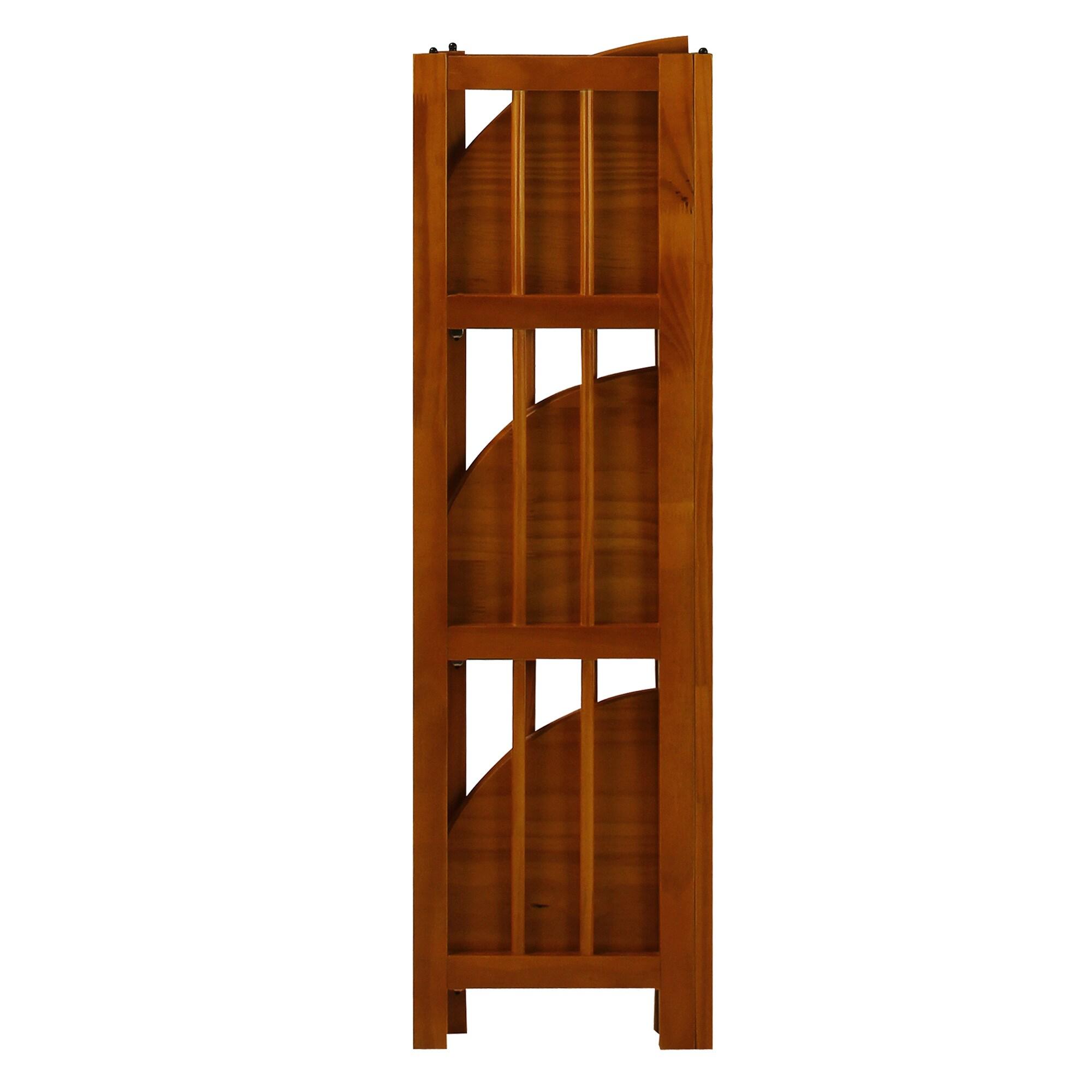 Casual Home 315-15 Wooden 4 Shelf Corner Folding Bookcase, Honey Oak