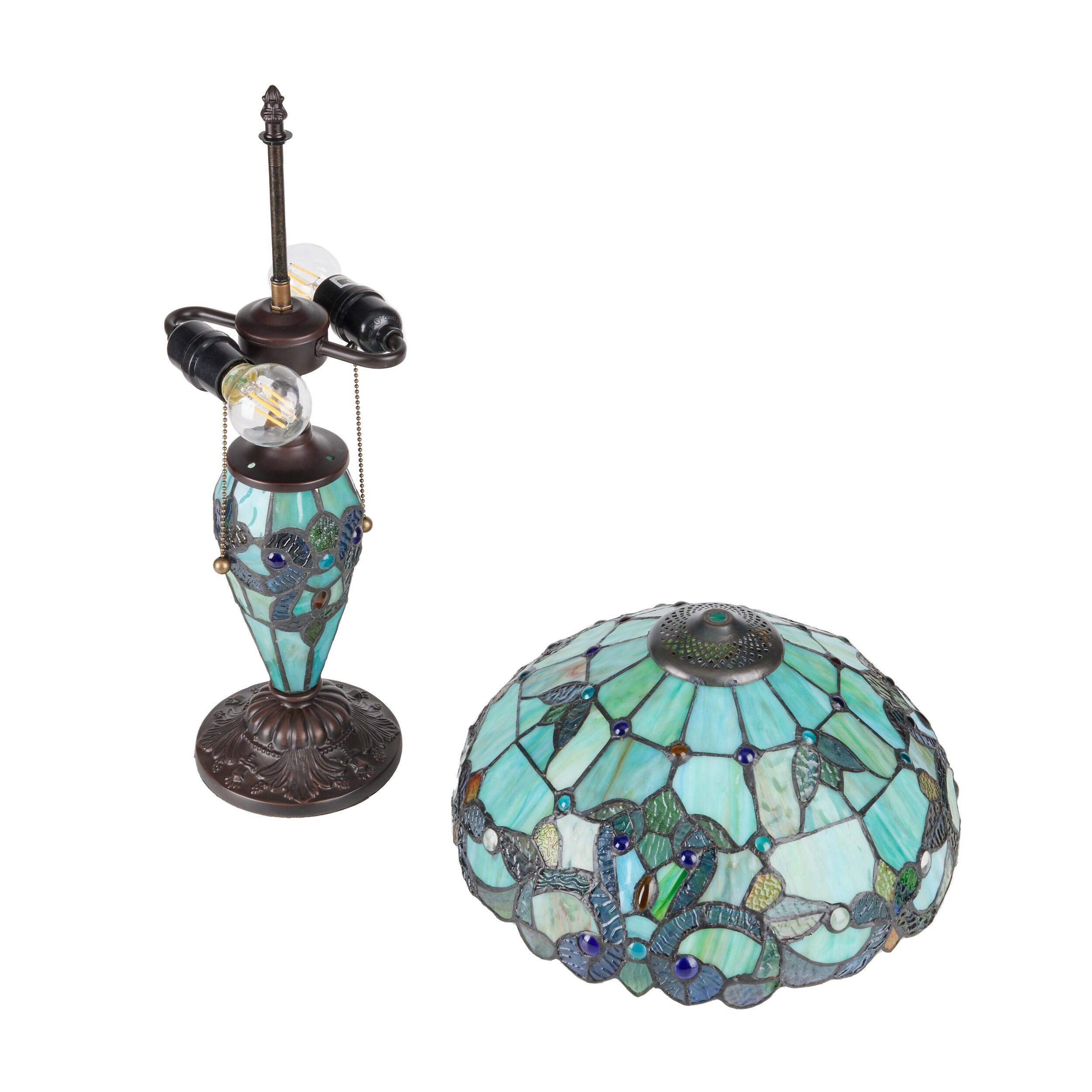 Harlow 20" Green Stained Glass Dome Accent Lamp