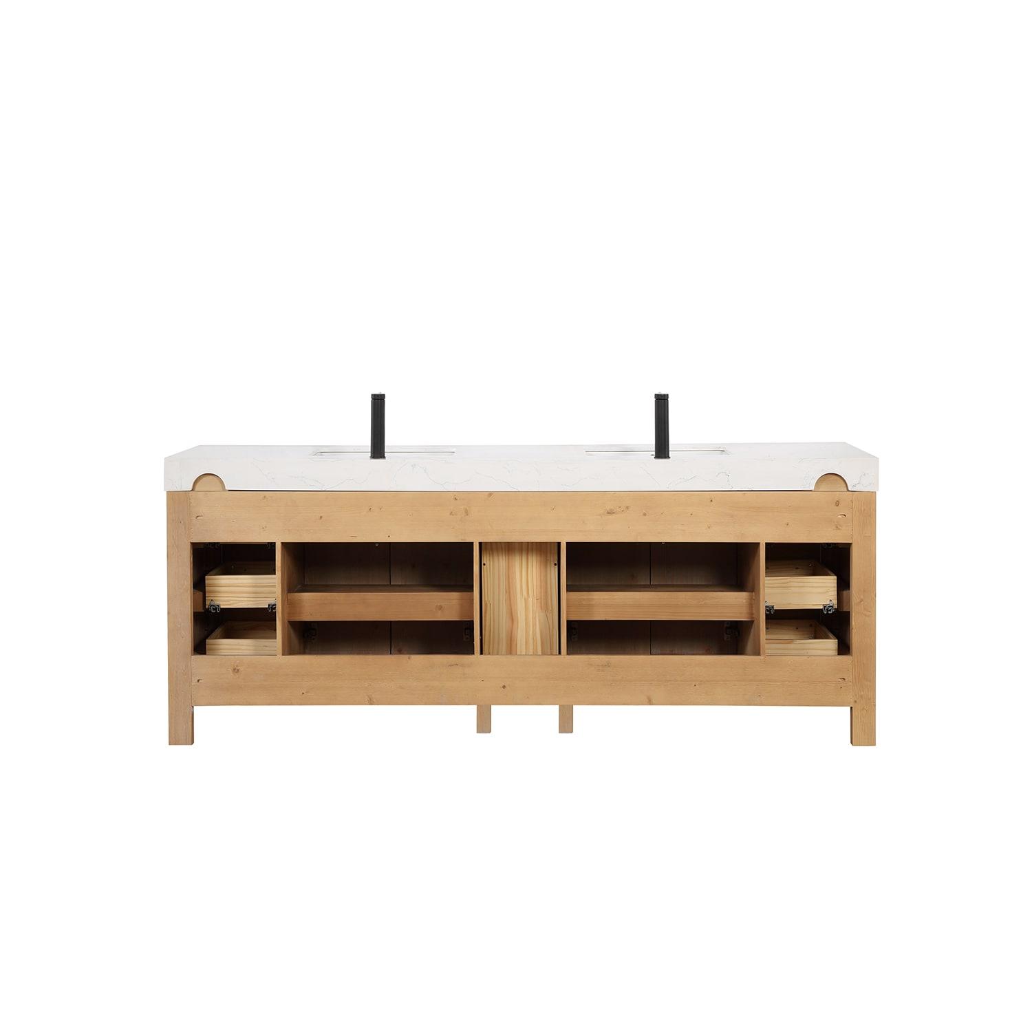 Vinnova Leon 84" Wood Double Vanity with Adjustable Drawer in Brown/White