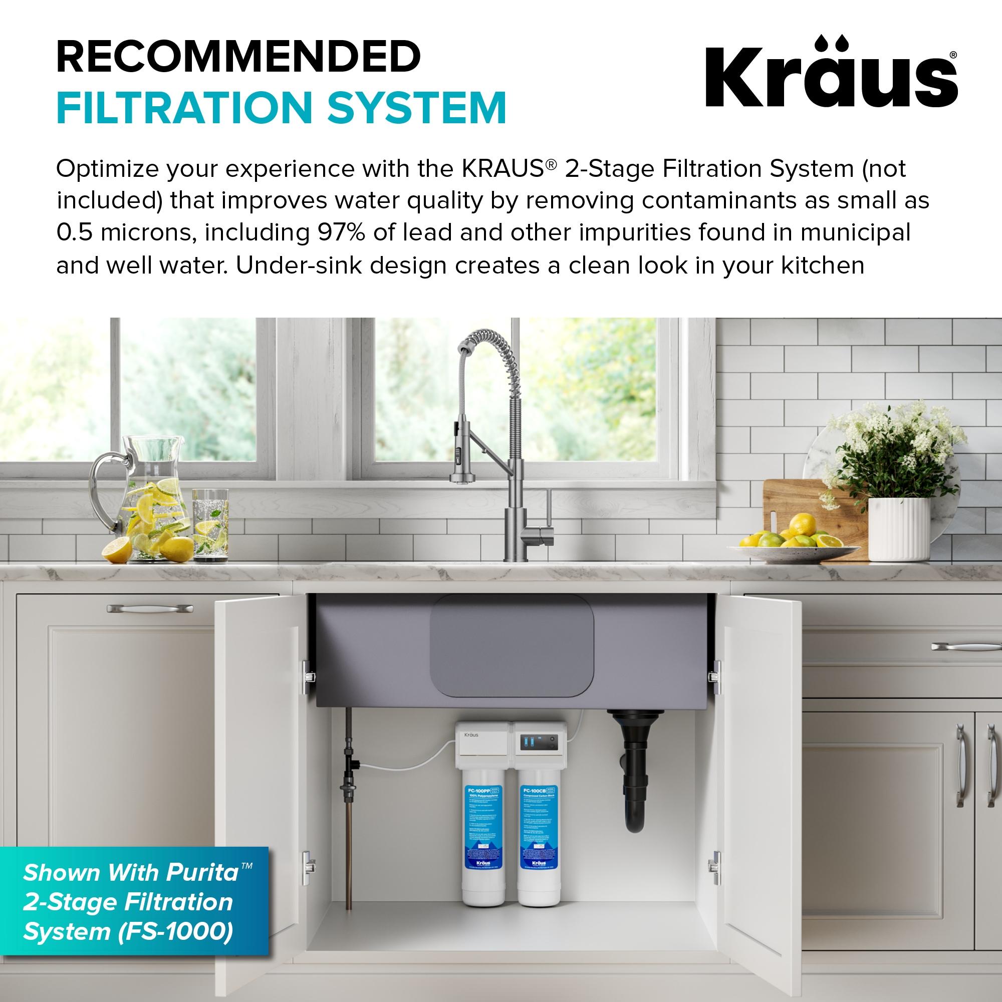 KRAUS Bolden 2-in-1 Commercial Style Pull Down Single Handle Water Filter Kitchen Faucet for Reverse Osmosis or Water Filtration System in Matte Black