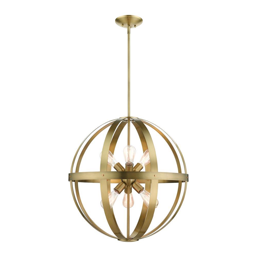 Livex Lighting Stoneridge 6 - Light Pendant in  Antique Brass