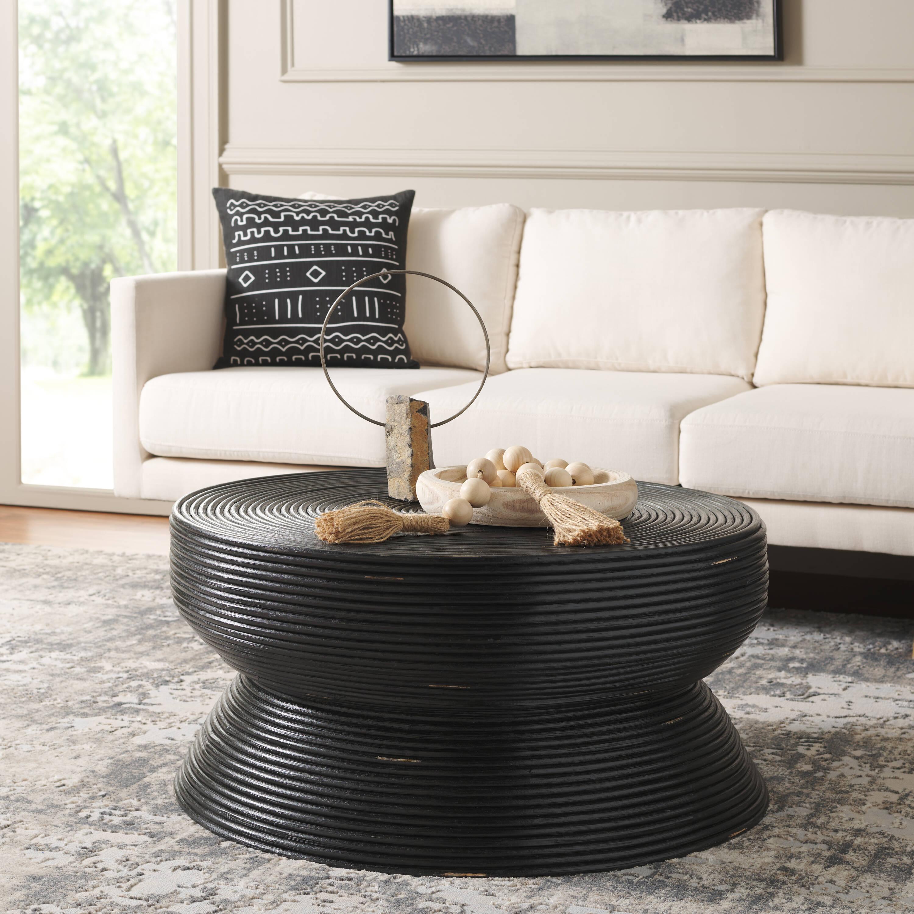 Heimdall Round Coffee Table - Distressed Black - Safavieh