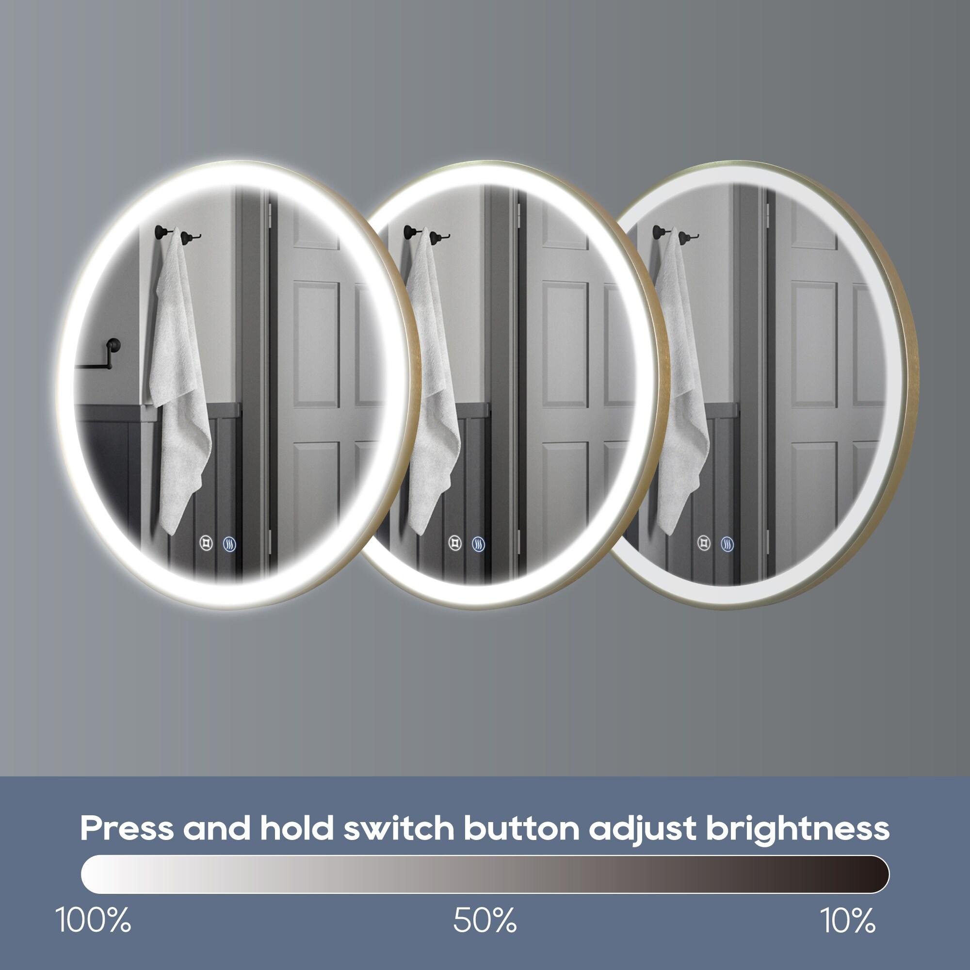 Deluxe Living Modern Round Illuminated Dimmable LED Anti Fog Makeup Bathroom Vanity Mirror