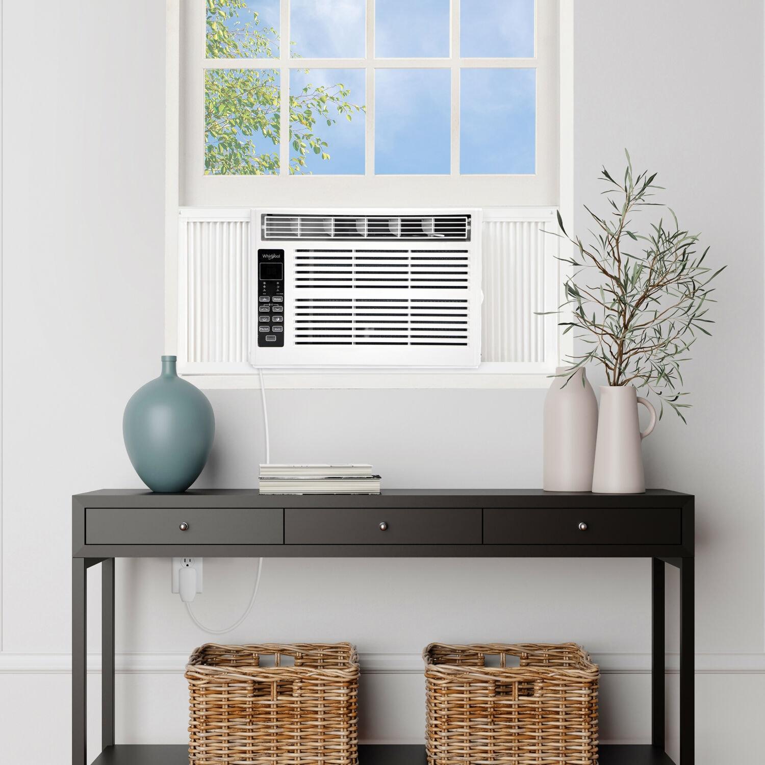 Whirlpool 6000 BTU 115V Window Mounted Air Conditioner and Dehumidifier: 3 Speeds, 8-Way Air Control, 200-500 sq. ft.