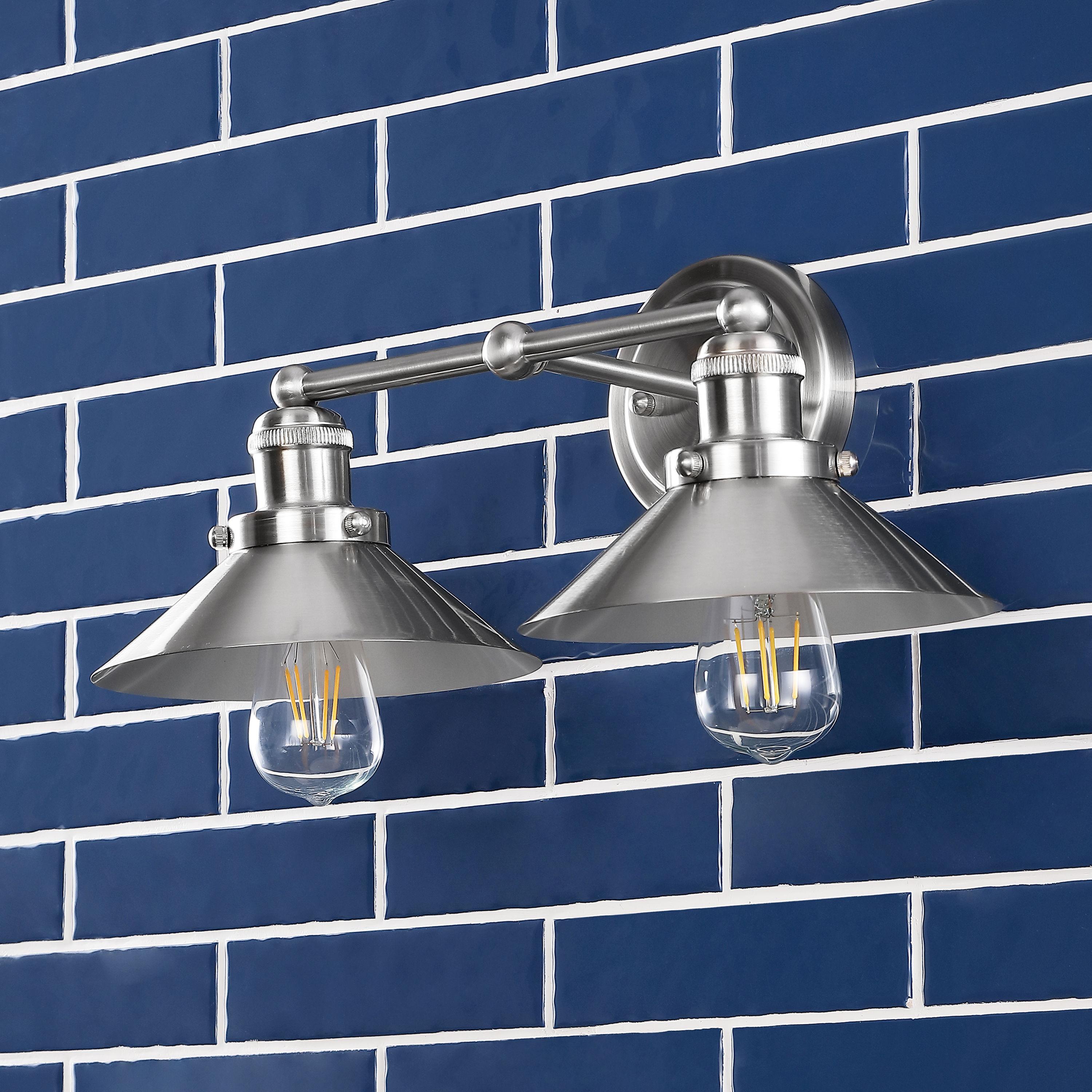 July 17.5 in. 2-Light Nickel Metal Vanity Light