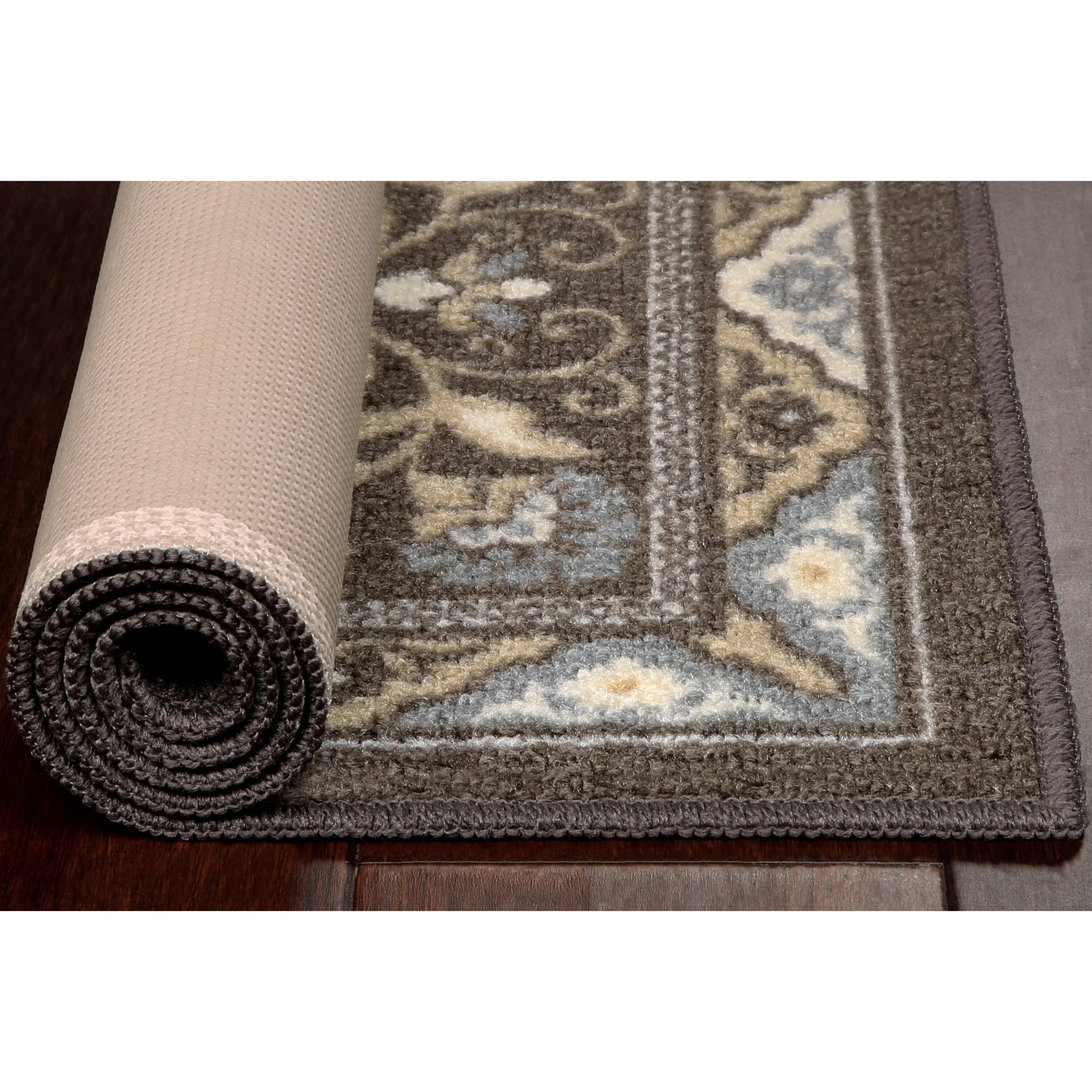 Maples Rugs - Made in USA - Florence Traditional Floral Indoor Accent Rugs, 1'8 x 2'10, Light Brown