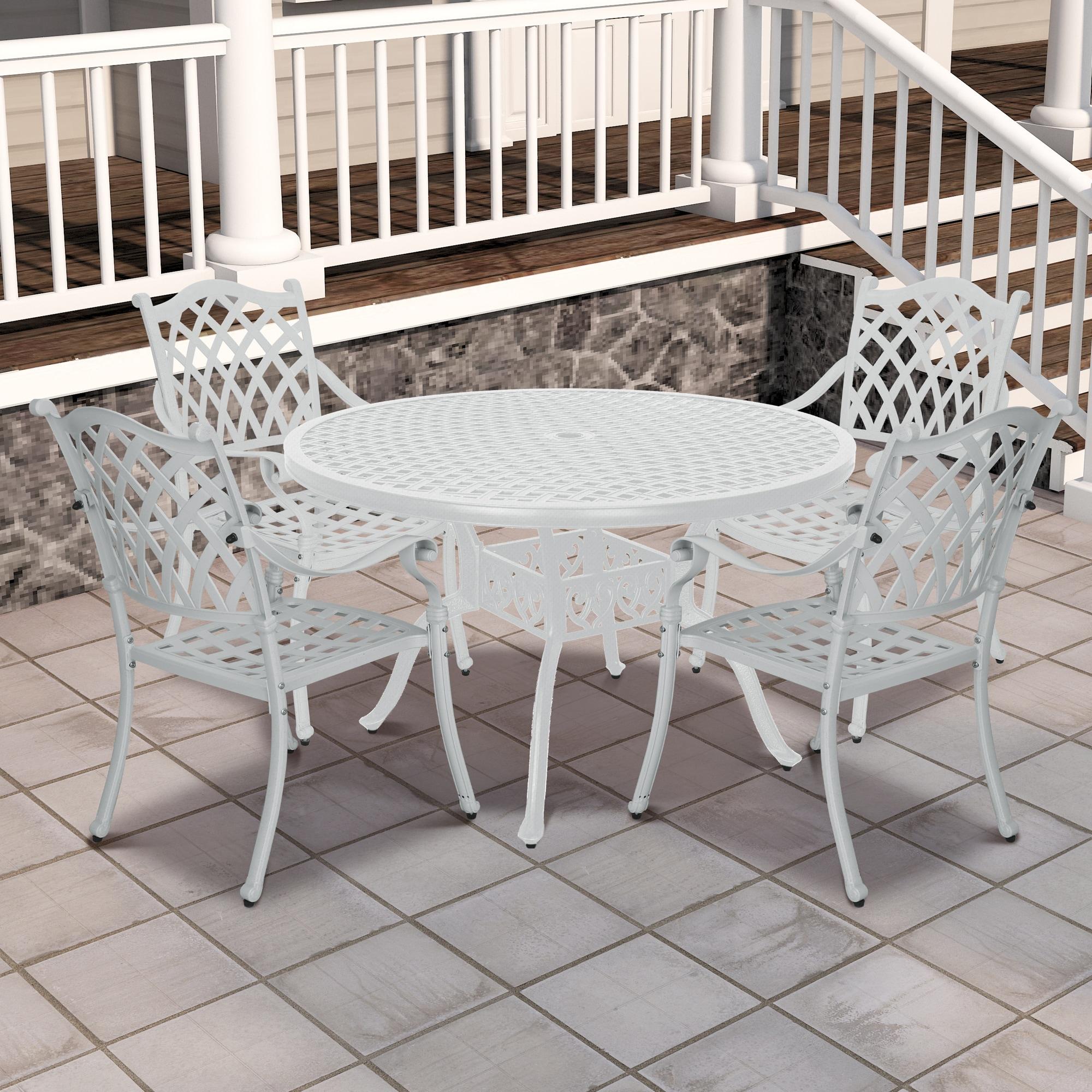 Mondawe Cast Aluminum Chair Woven Slatted AL Dining Chair White