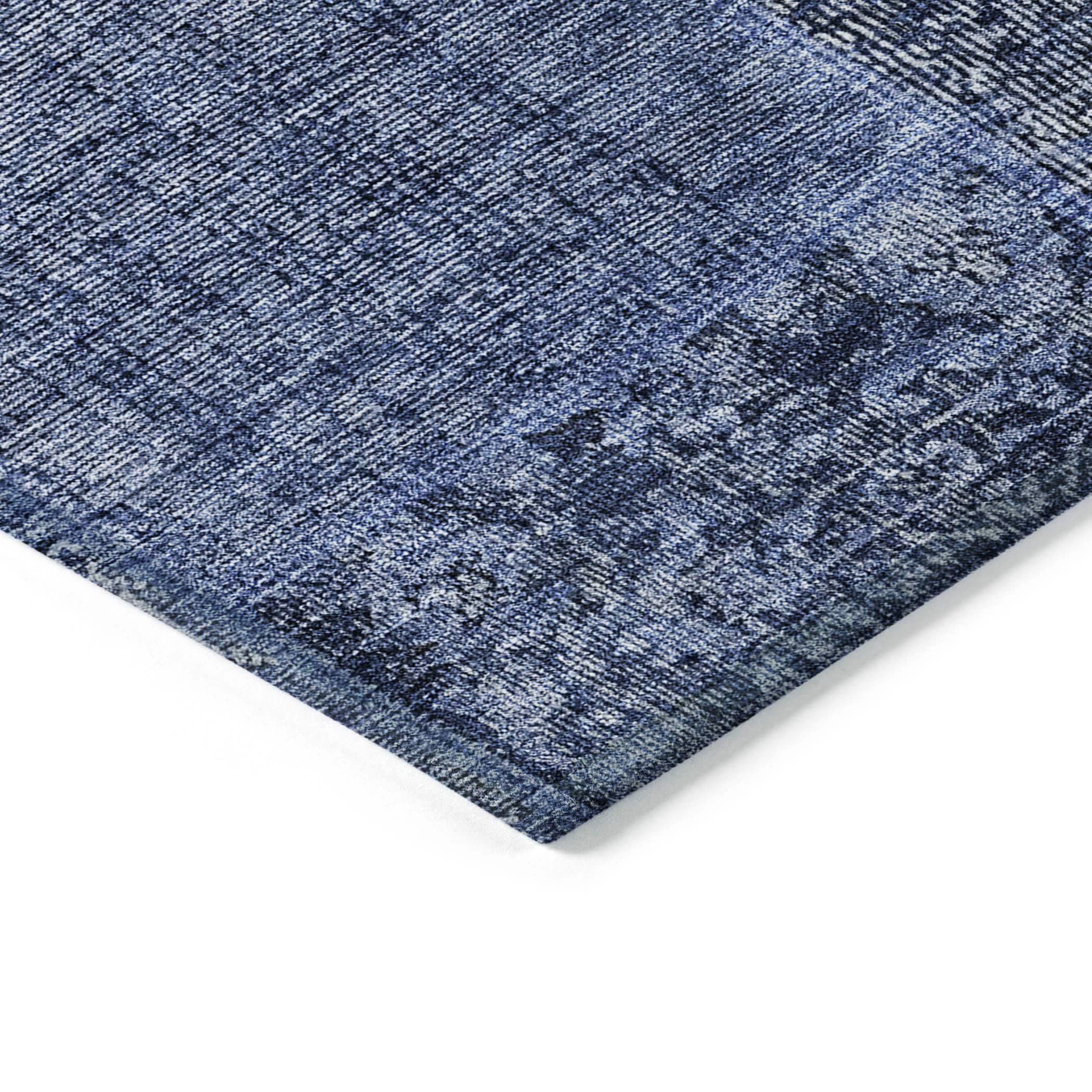 Addison Rugs Chantille Indoor/Outdoor Transitional Patchwork Navy Washable Rectangle Rug, 2'6" x 3'10"
