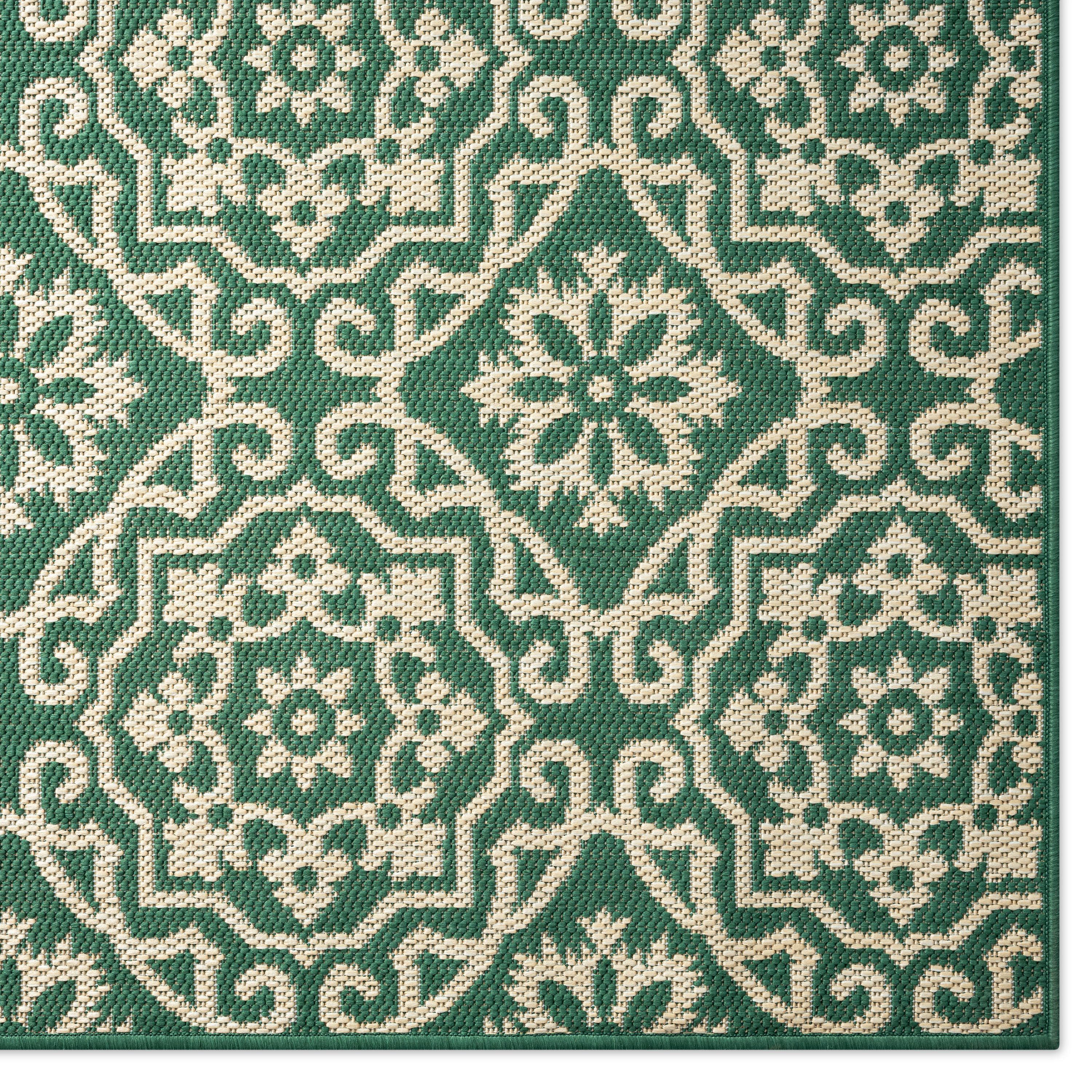 NICOLE MILLER NEW YORK Patio Country Danica Geometric Indoor/Outdoor Area Rug, Green/Beige