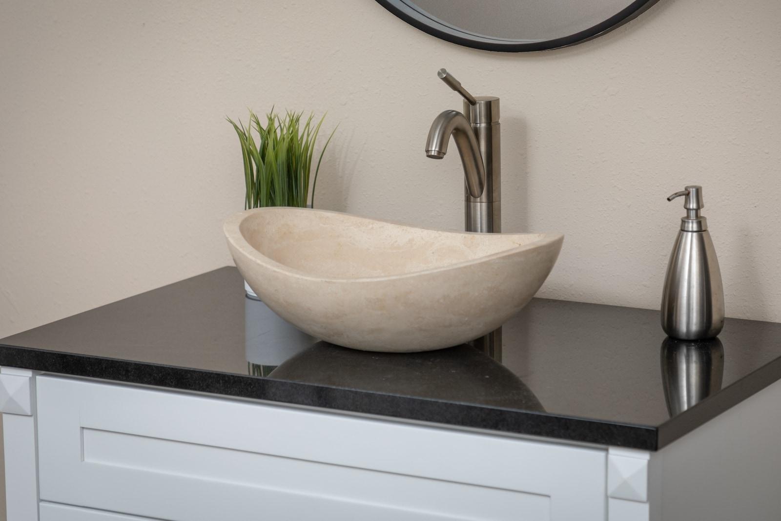 Eden Bath 14'' Beige Stone Oval Bathroom Sink