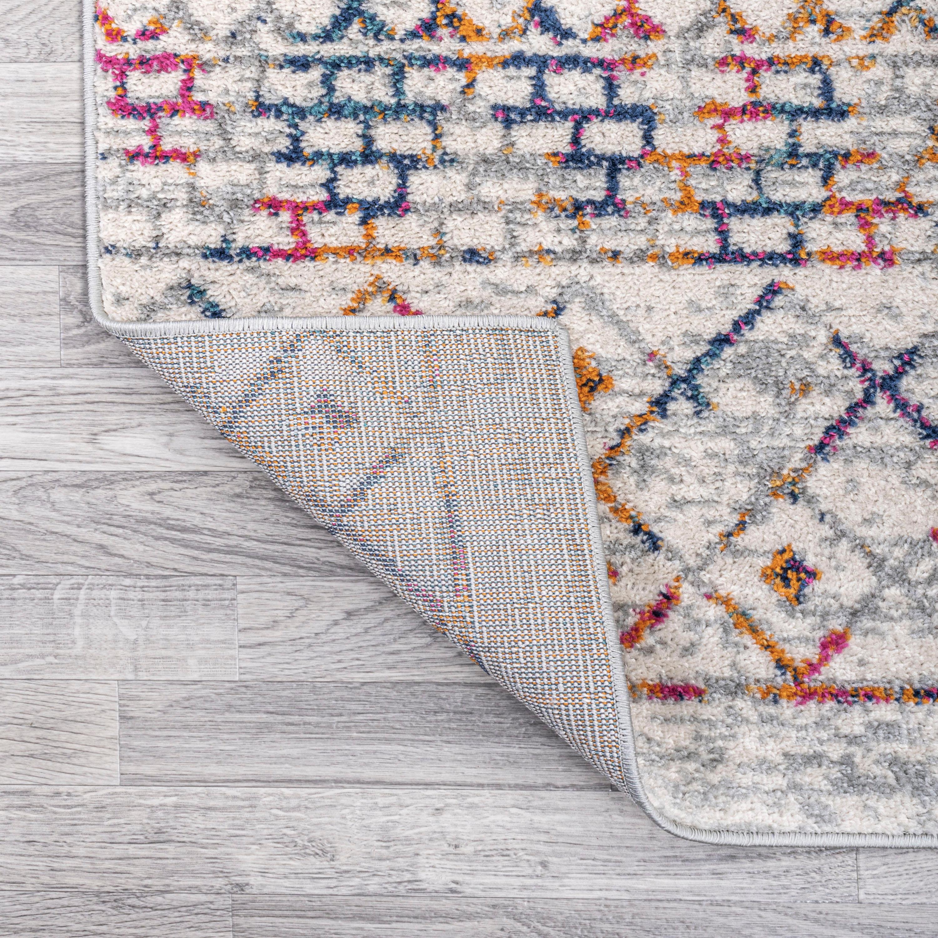 5' x 8' Arta Moroccan Vintage Geometric Rug Area Rug, Multi/Cream - JONATHAN Y