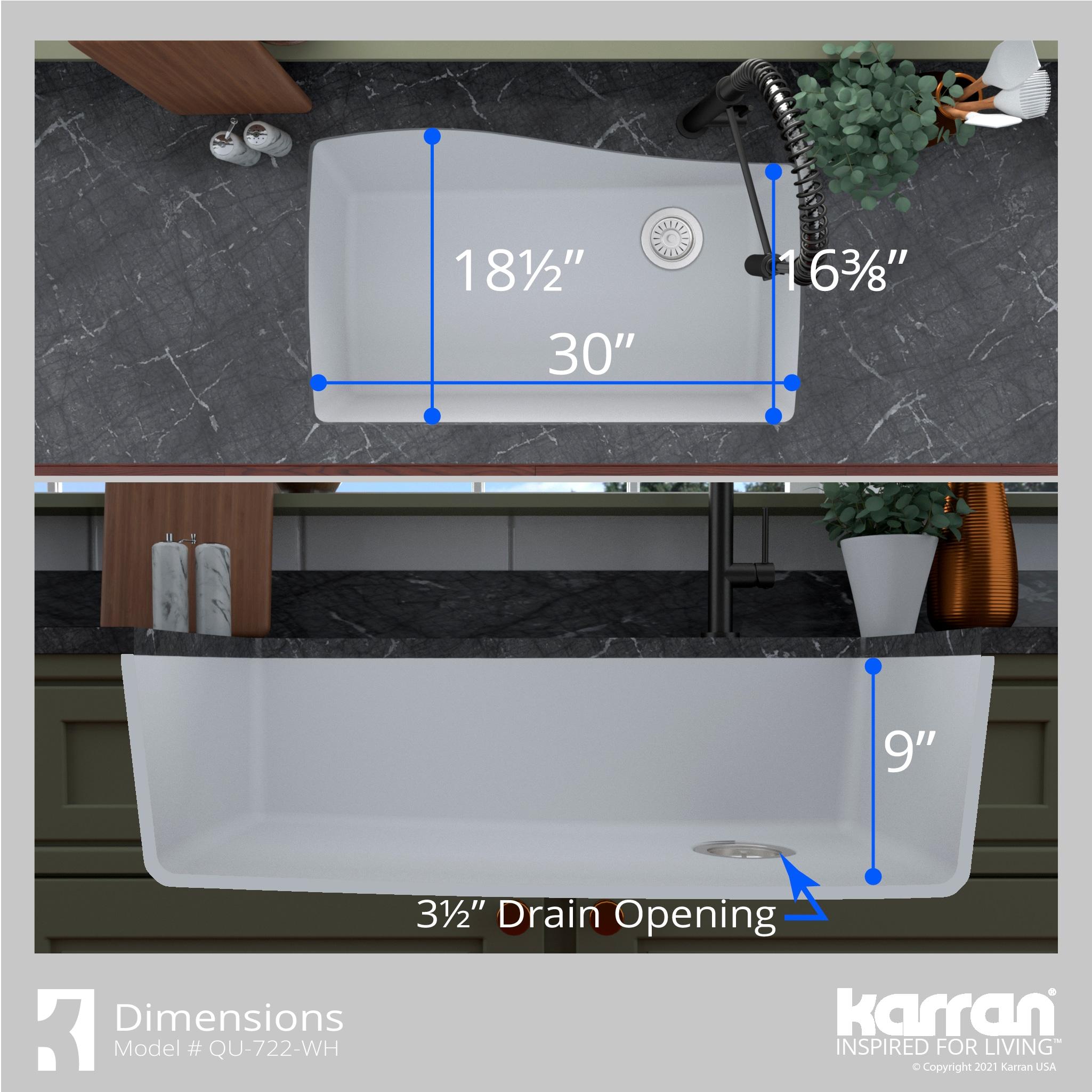 Karran Karran Undermount Quartz Composite 33-1/2'' X 21'' Single Bowl Kitchen Sink QU-722-WH