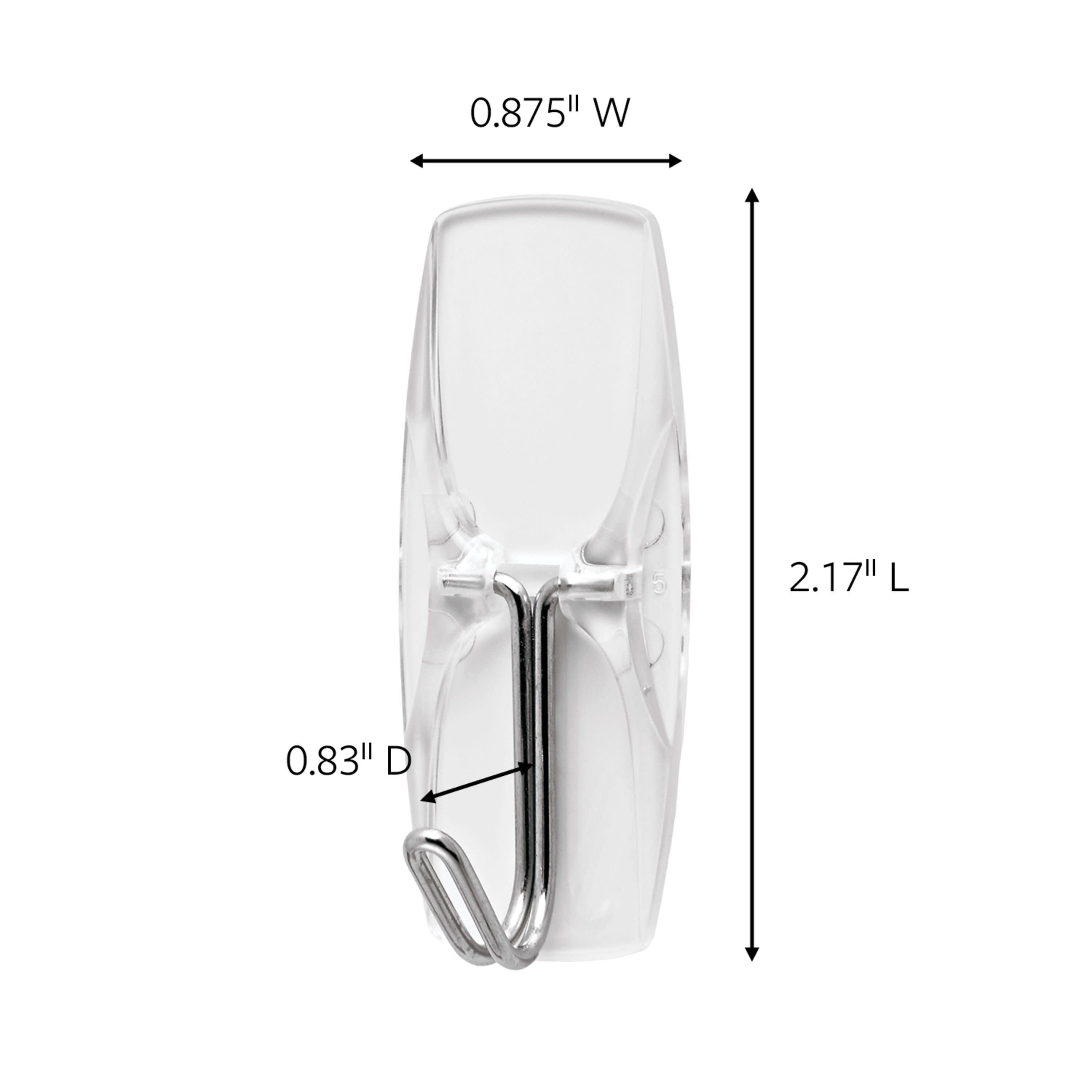 Command Medium Sized Wire Toggle Decorative Hook Clear: Adhesive Hooks, 2 Pack, 2 lb Capacity, Plastic, 2.169" Height