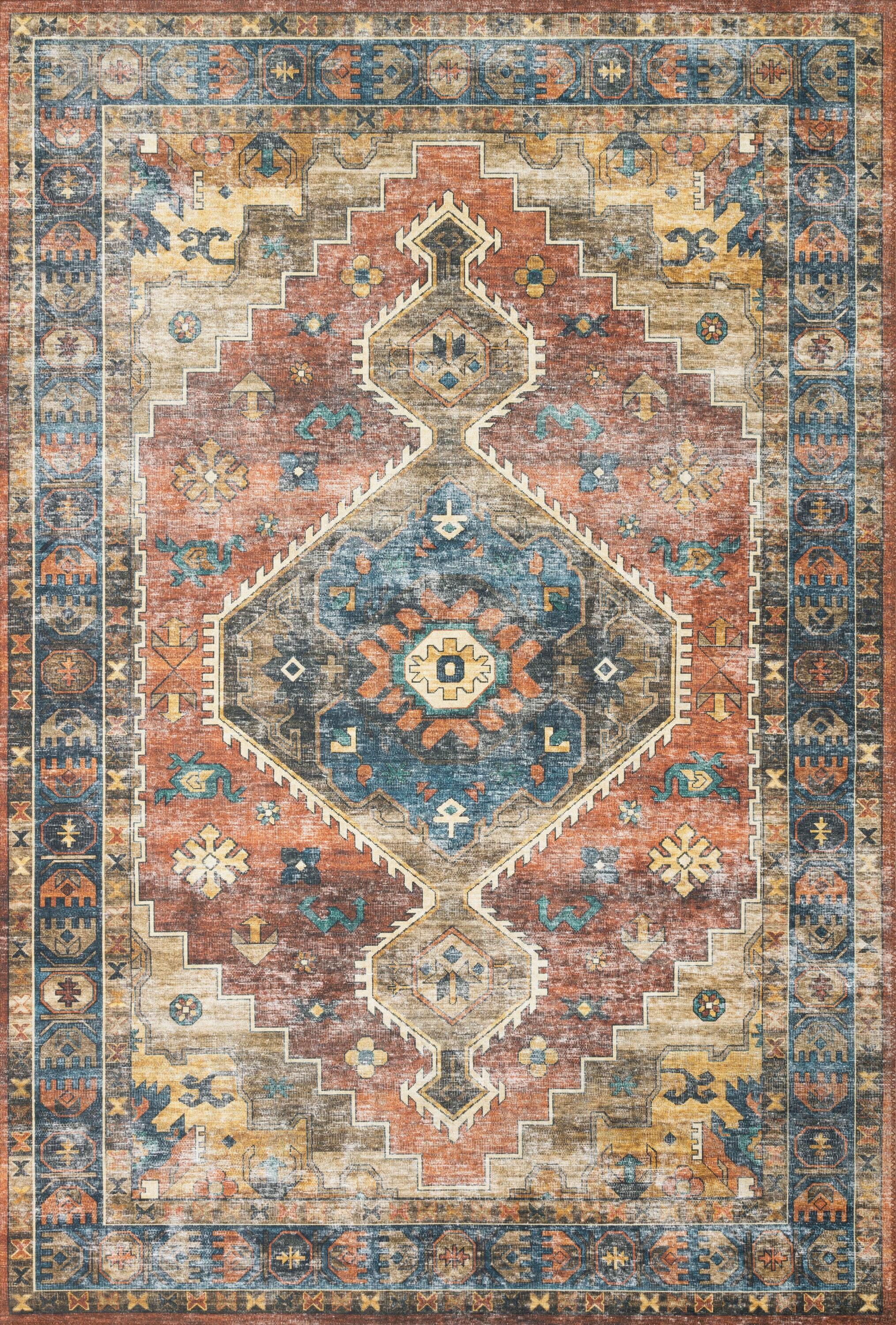 SKY-11 Rust, Blue 2-0" x 5-0" Size Rug