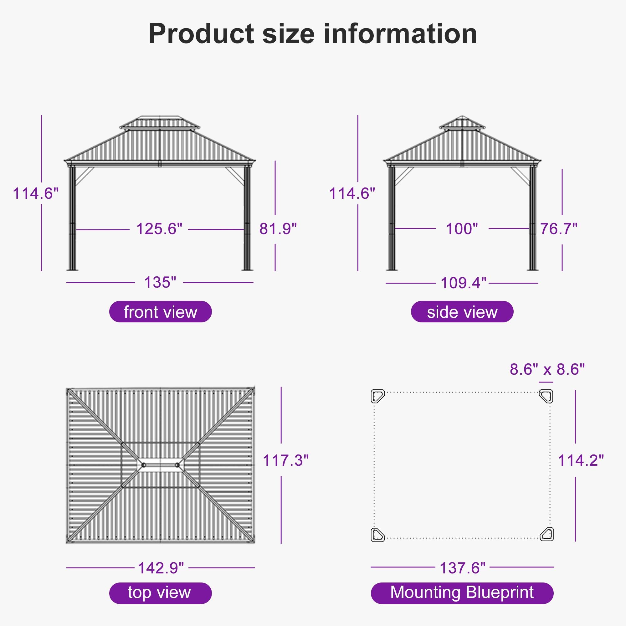 Purple Leaf Aluminum Patio Gazebo