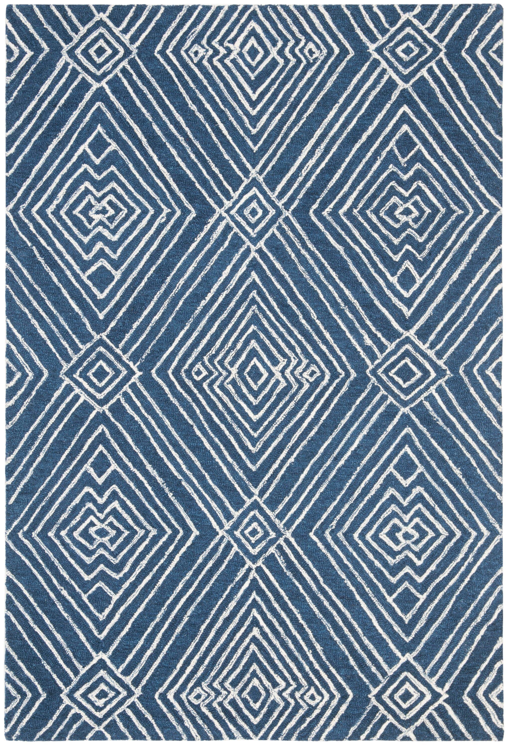 Micro-Loop MLP608 Hand Tufted Indoor Accent Rug - Navy/Ivory - 4'x6' - Safavieh