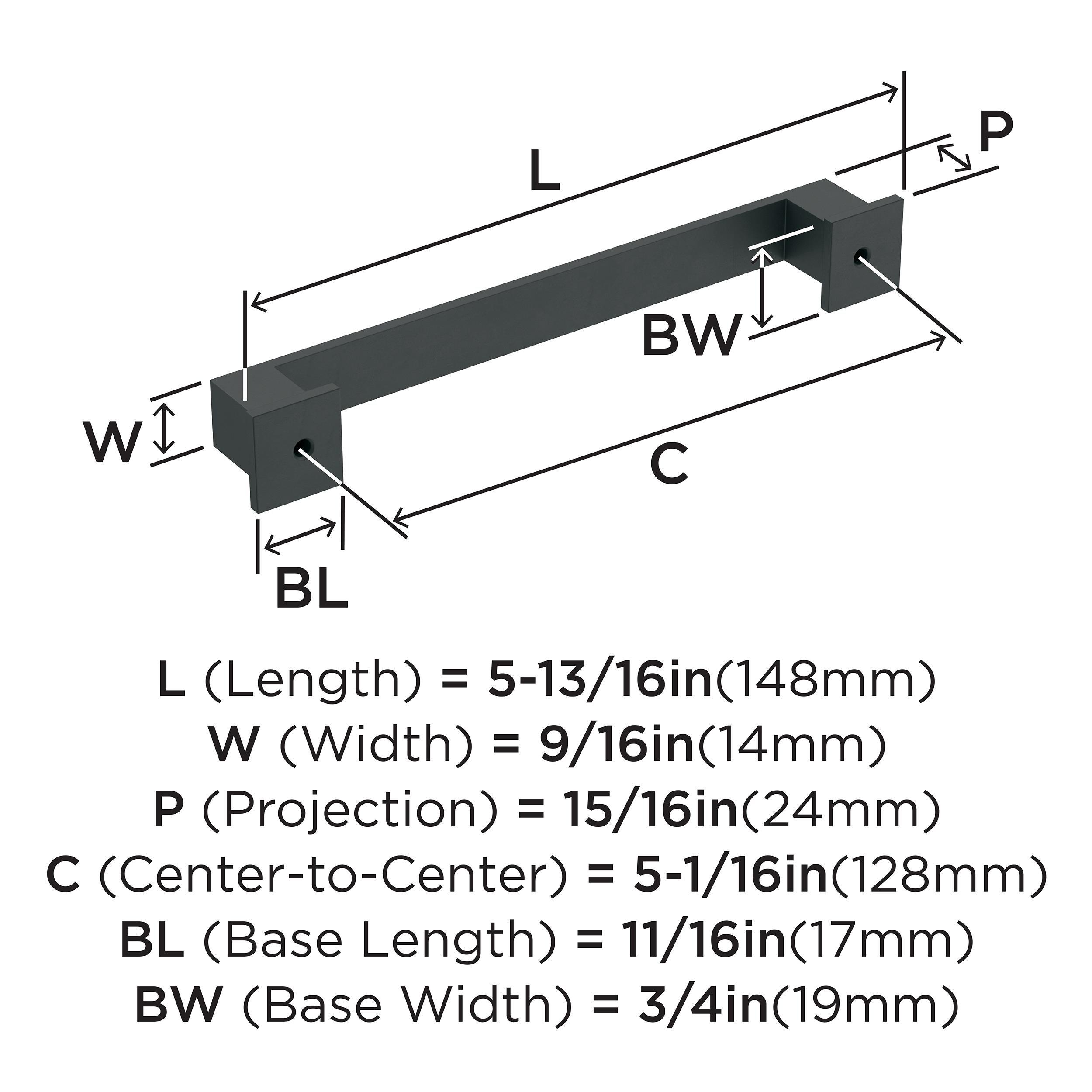 Amerock Appoint 5-1/16 inch (128mm) Center-to-Center Matte Black Cabinet Pull