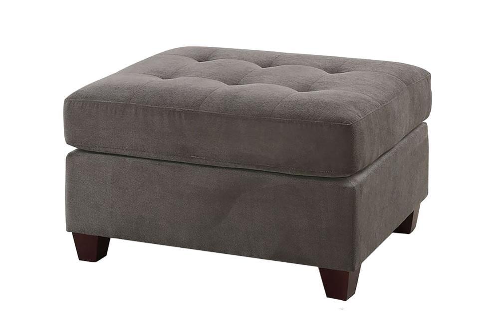 Poundex Furniture Fabric Cocktail Ottoman in Charcoal Gray Color