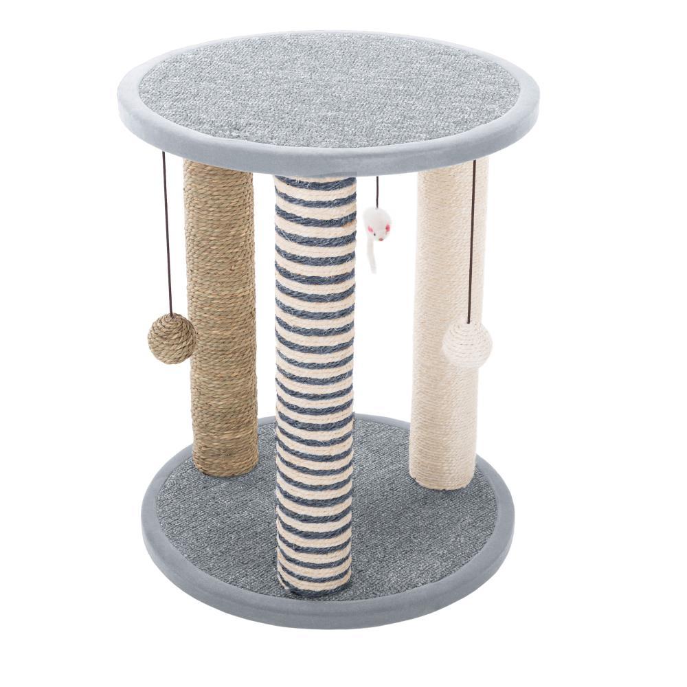 Cat Scratching Post - 3 Scratcher Posts with Carpeted Scratch Pad Base and Perch - Furniture Scratching Deterrent for Indoor Cats by PETMAKER